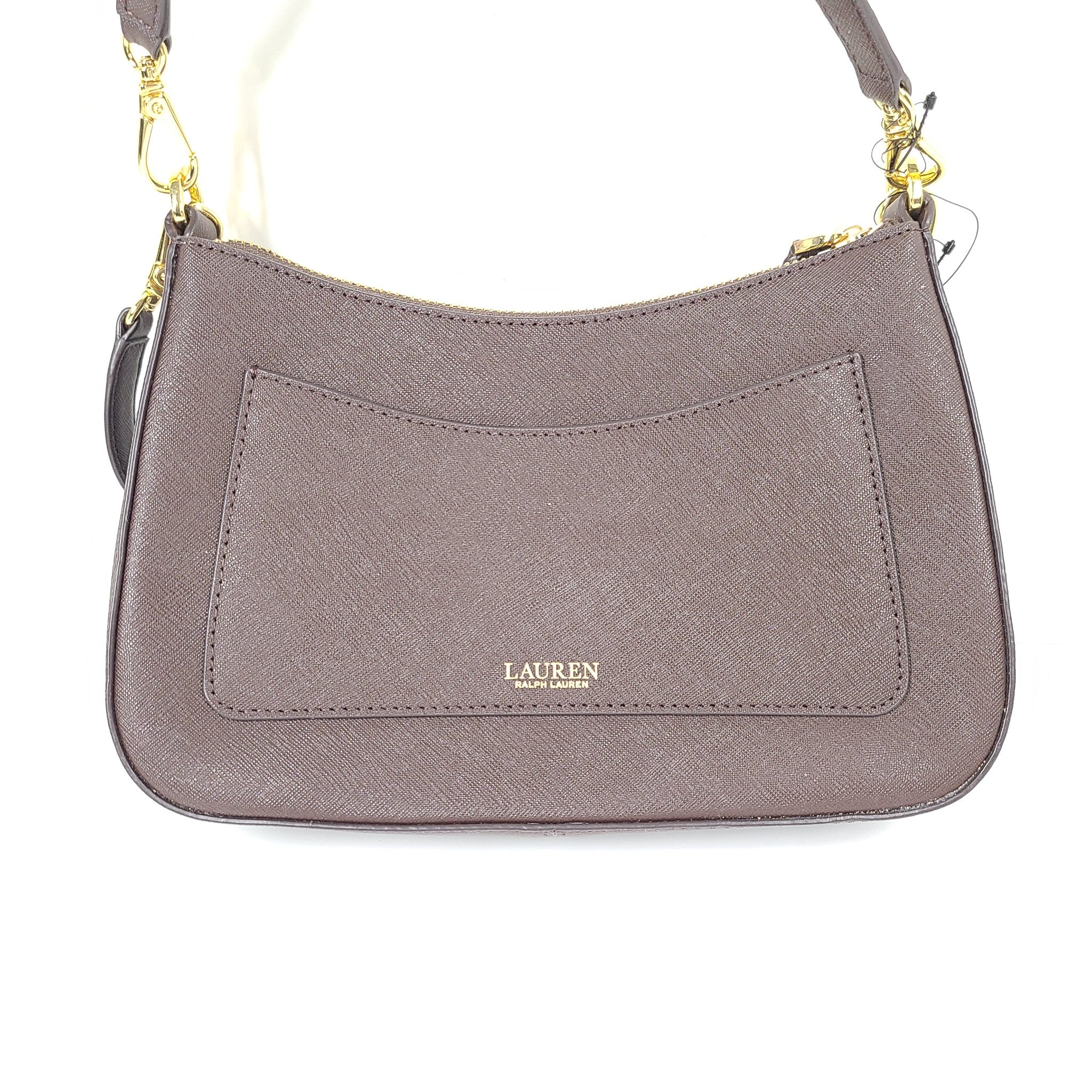 Polo Ralph Lauren Crosshatch Leather Medium Danni Bag Dark Brown