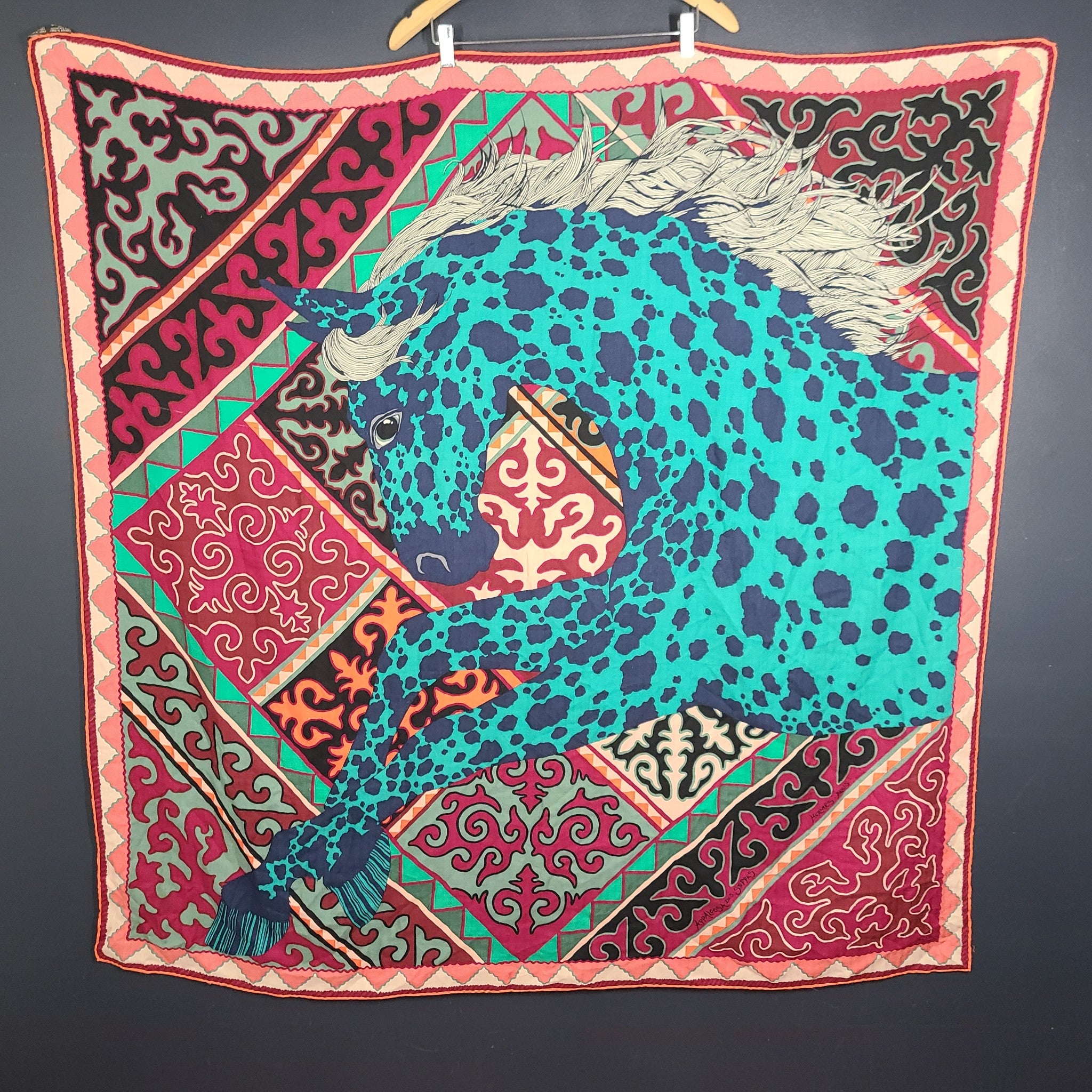 Hermes Scarf Appaloosa des Steppes Shawl Cashmere Silk Scarf Large