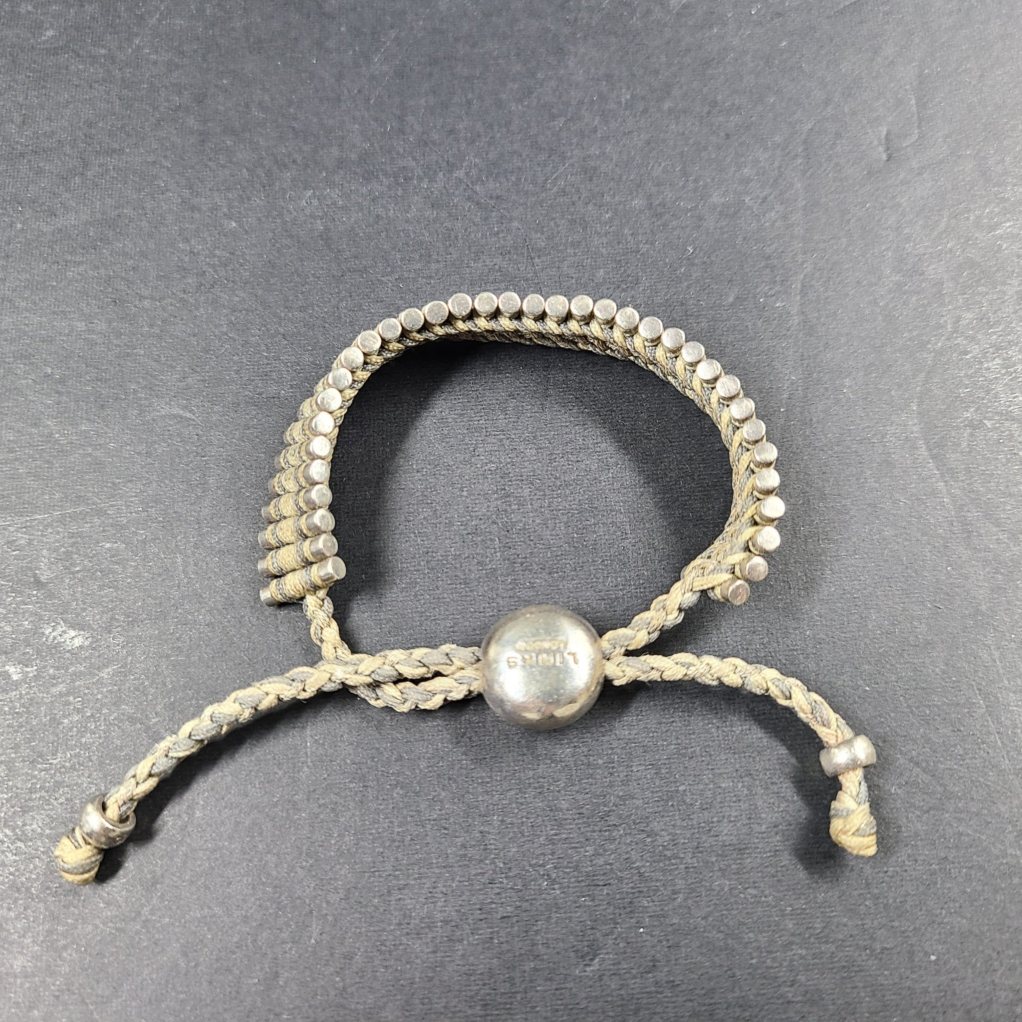 Genuine Links of London Sterling Silver Friendship Bracelet Gray Beige