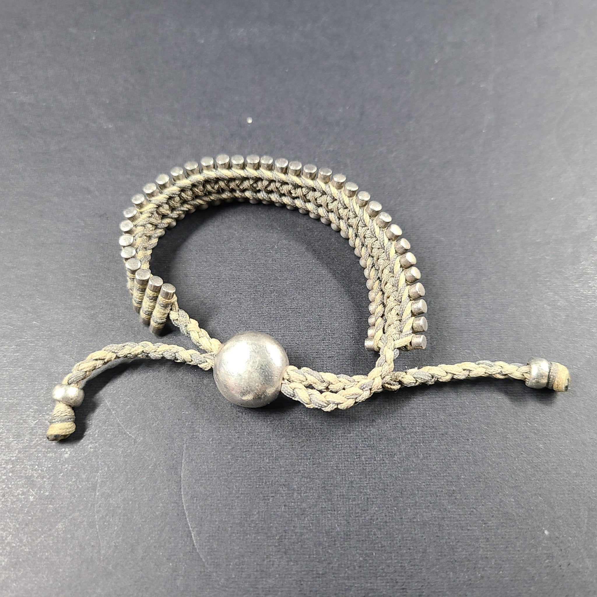 Genuine Links of London Sterling Silver Friendship Bracelet Gray Beige