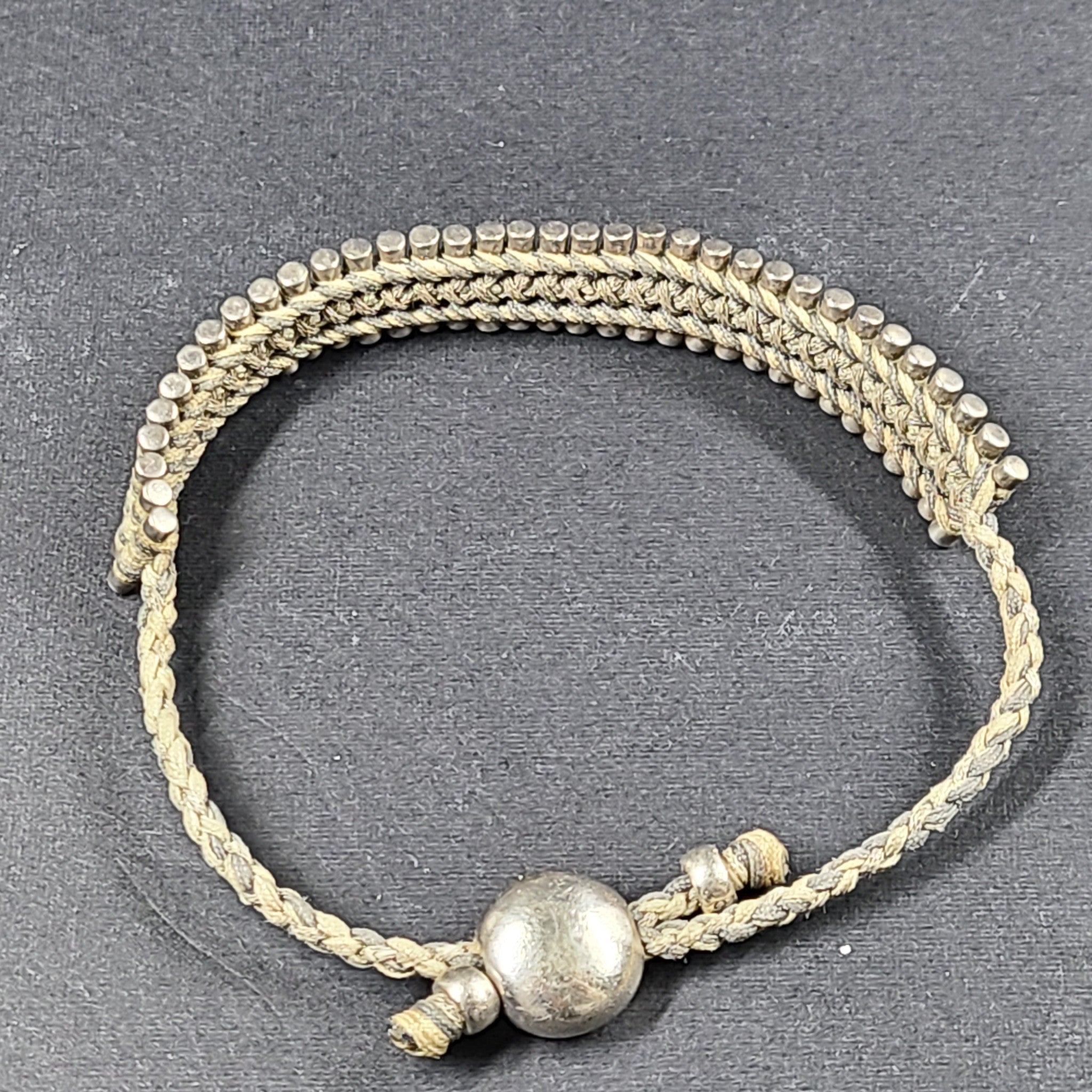 Genuine Links of London Sterling Silver Friendship Bracelet Gray Beige