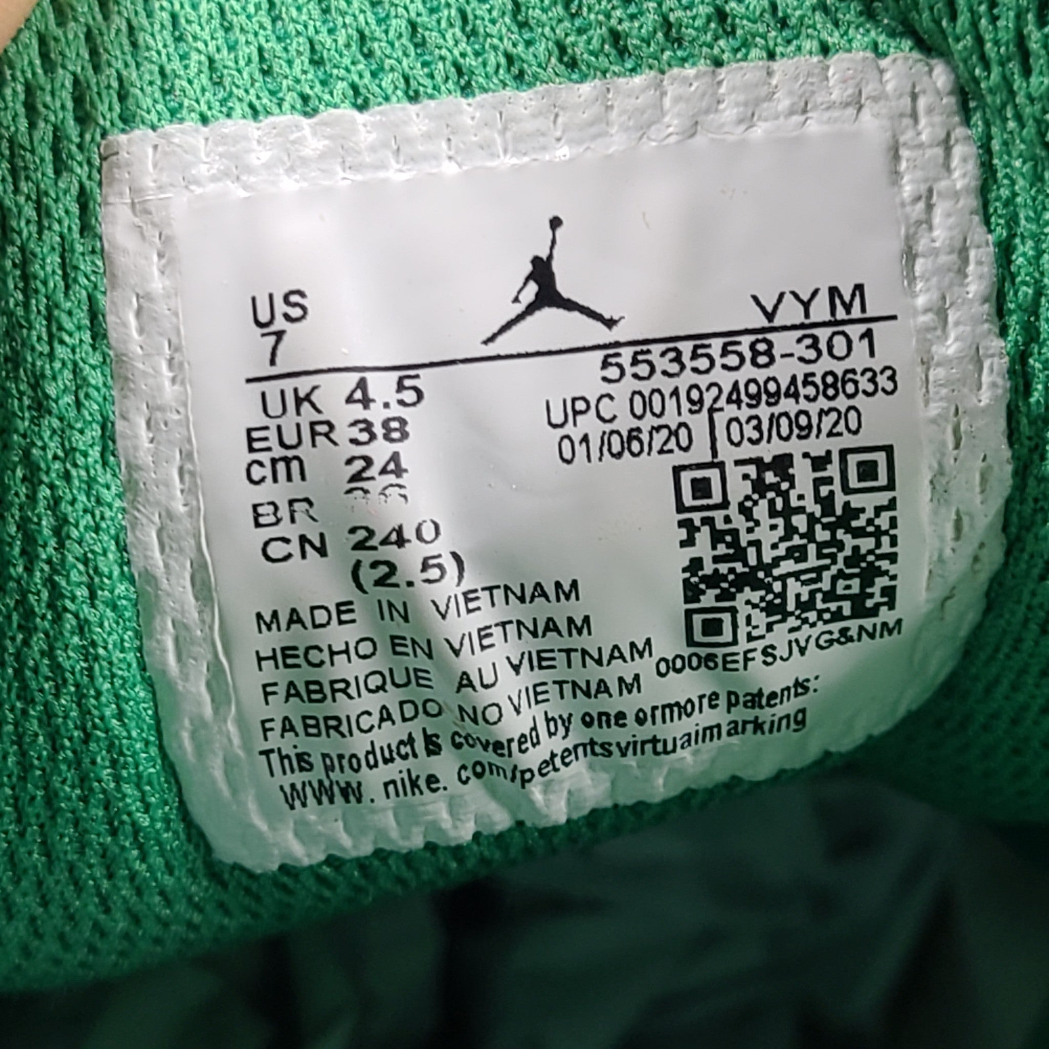 Nike Men's Air Jordan 1 Low 'Pine Green' 553558-301 Sneakers Shoes Sz 7