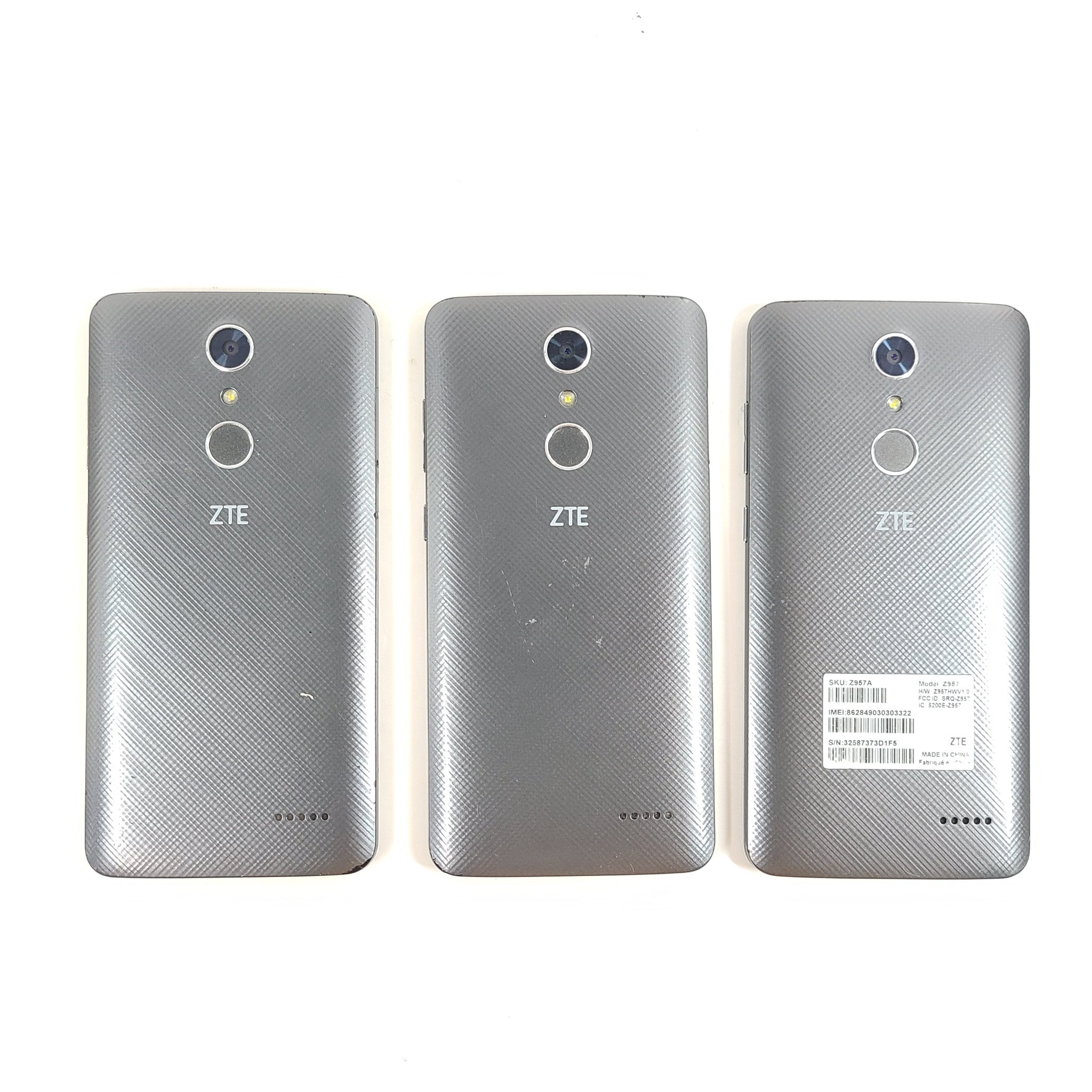 Lot of 3 - ZTE Grand X4 16GB Smartphone (Freedom Mobile) - Gray - READ