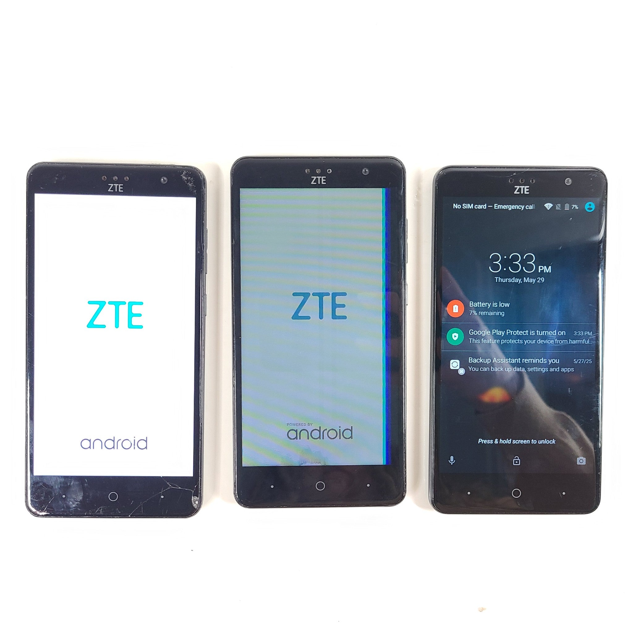 Lot of 3 - ZTE Grand X4 16GB Smartphone (Freedom Mobile) - Gray - READ