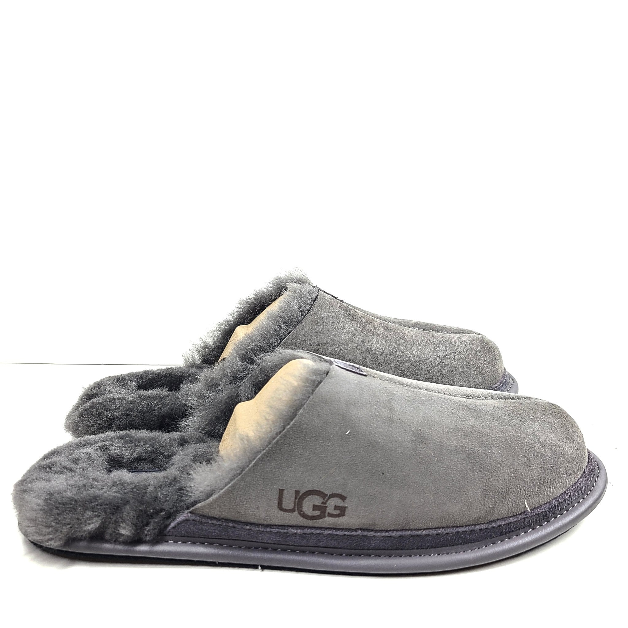 UGG Men's Hyde Sheepskin Lined Suede Upper Slipper Foam Footgbed Gray Sz 11
