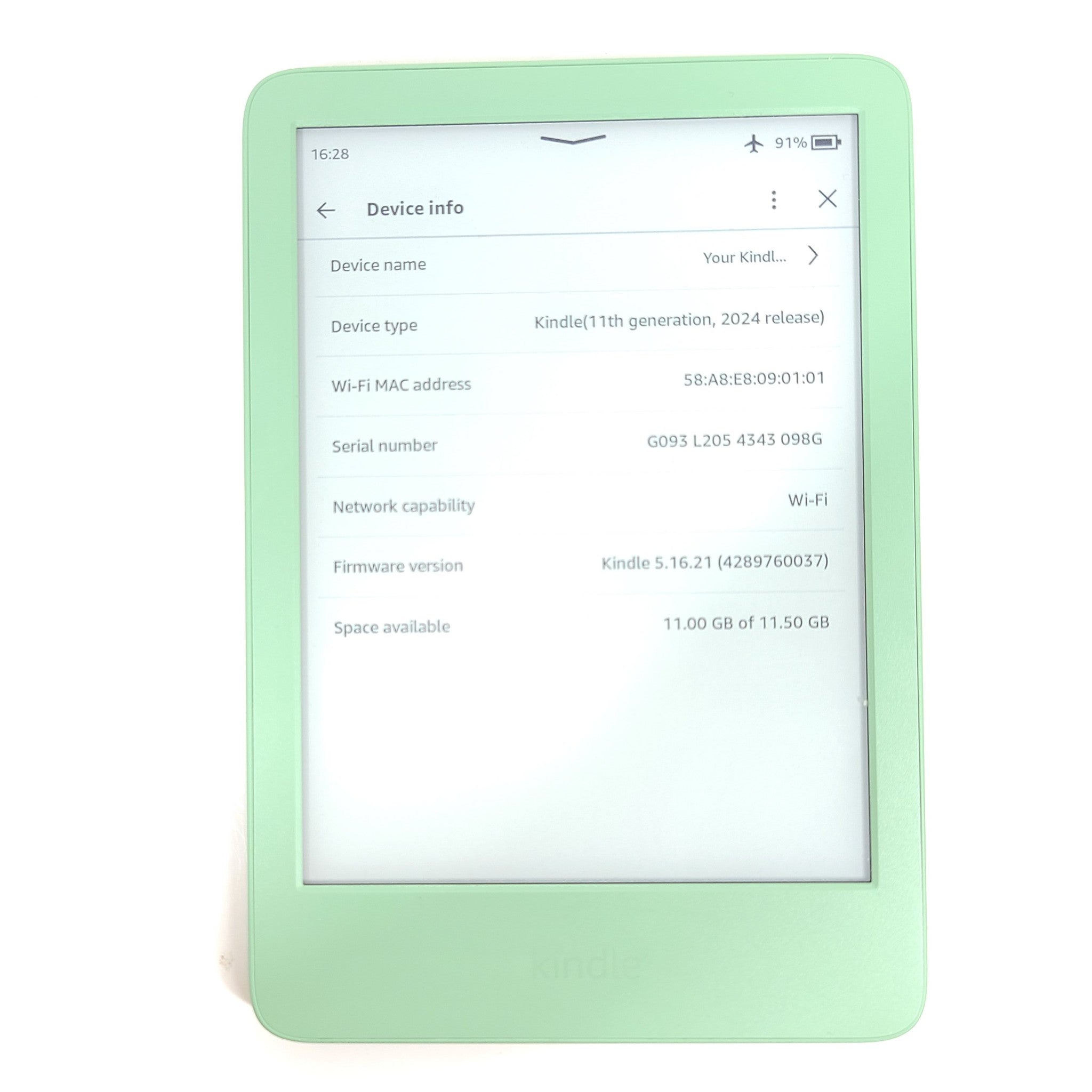 Amazon Kindle 11th Gen. (2024 Release) 16GB Wi-Fi 6in - Green - Grade A