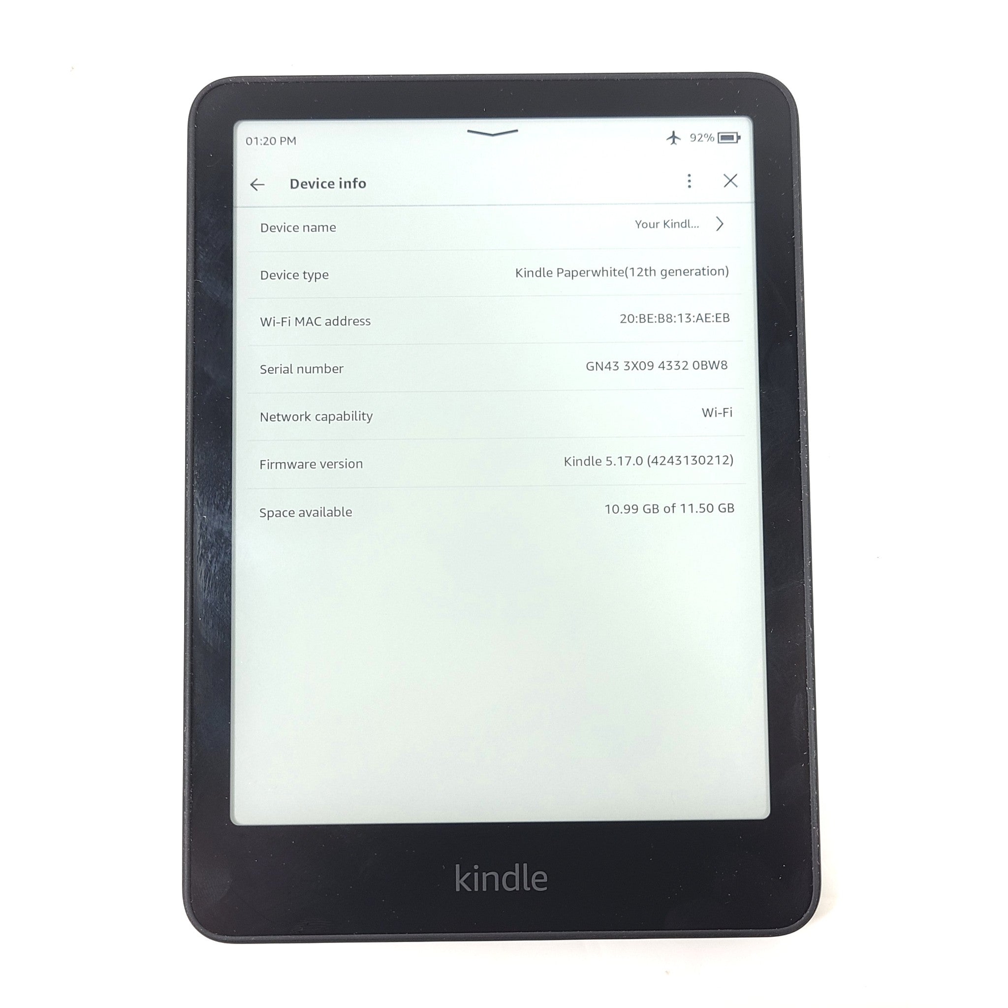 Amazon Kindle Paperwhite 12th Gen. 16GB Wi-Fi, 7" Black - UNREGISTERABLE