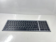 Modern full-size Seenda Bluetooth keyboard with numeric pad, black keys, and aluminum-style silver frame