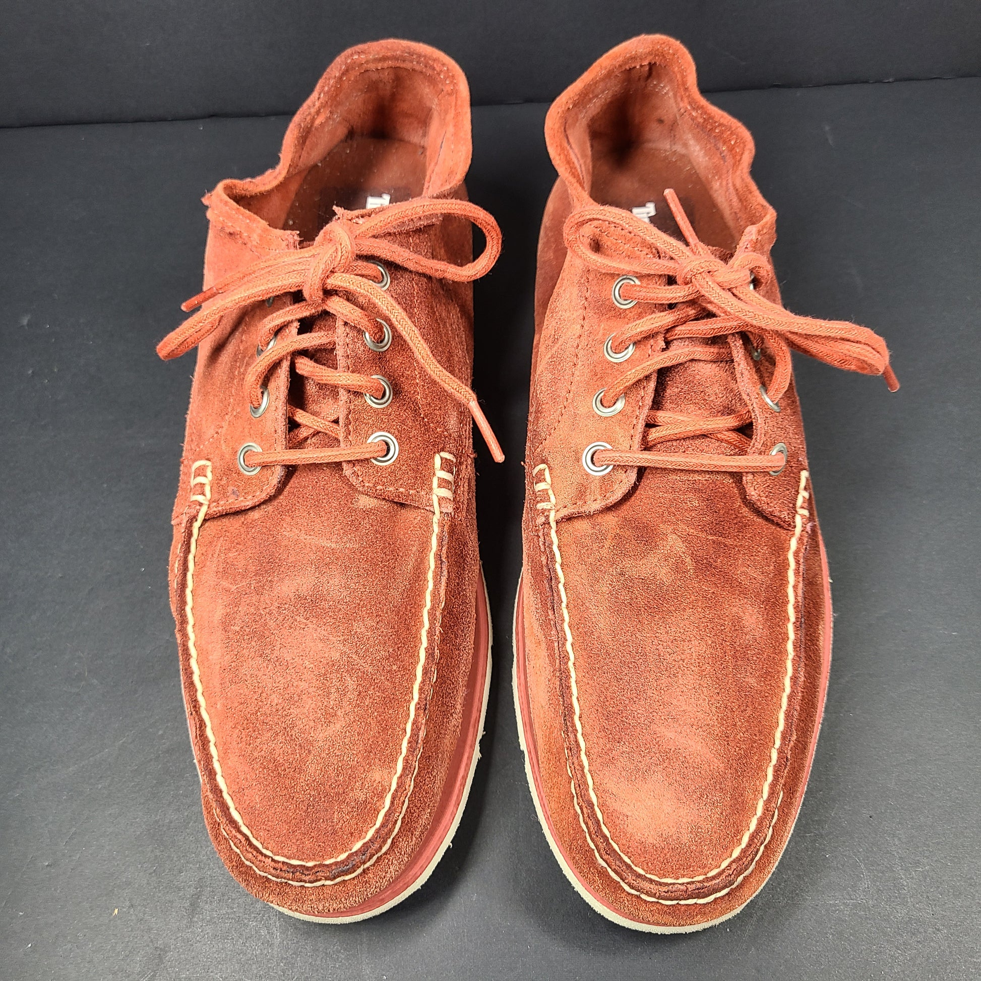 A pair of men's Timberland SensorFlex suede shoes in a rustic color