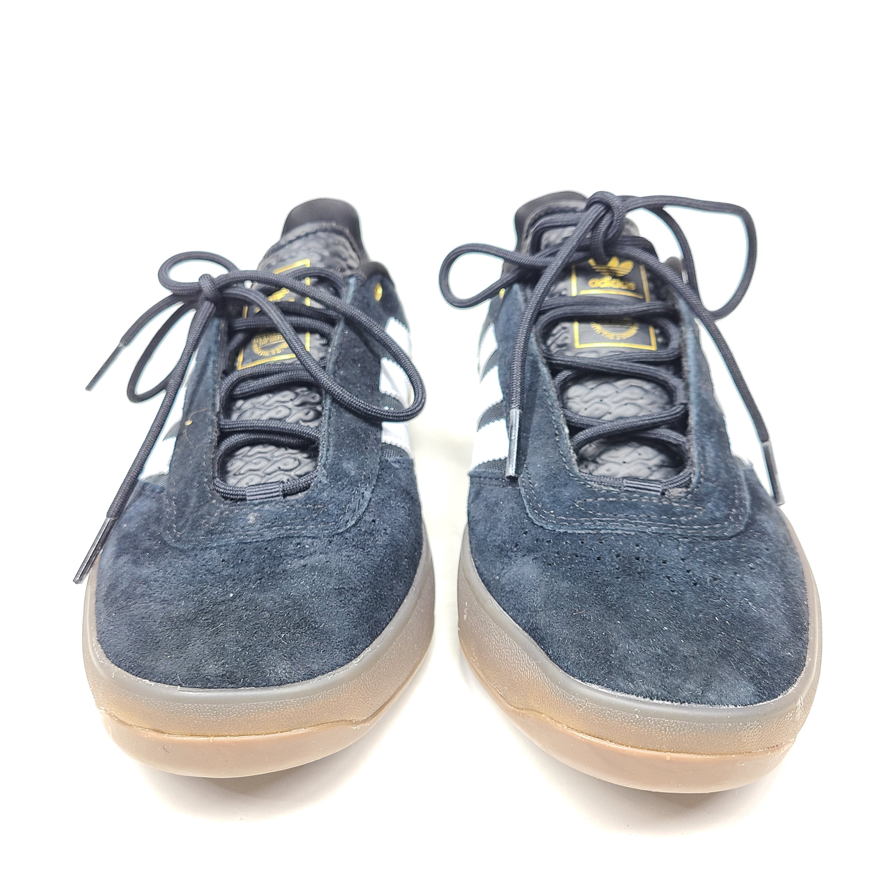 A pair of black Adidas Originals sneakers with model number FV5932.