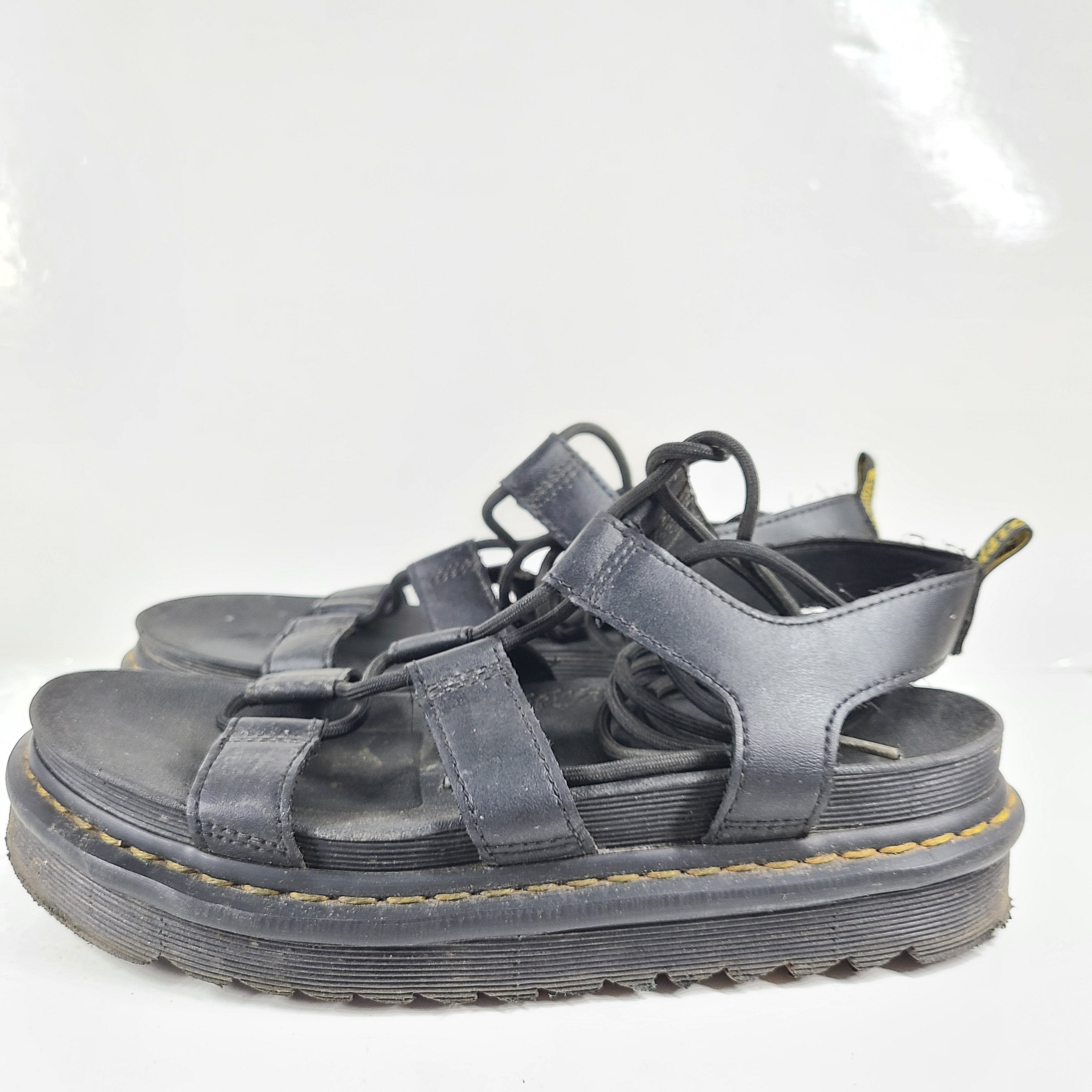 A pair of black Dr. Martens Nartilla sandals.