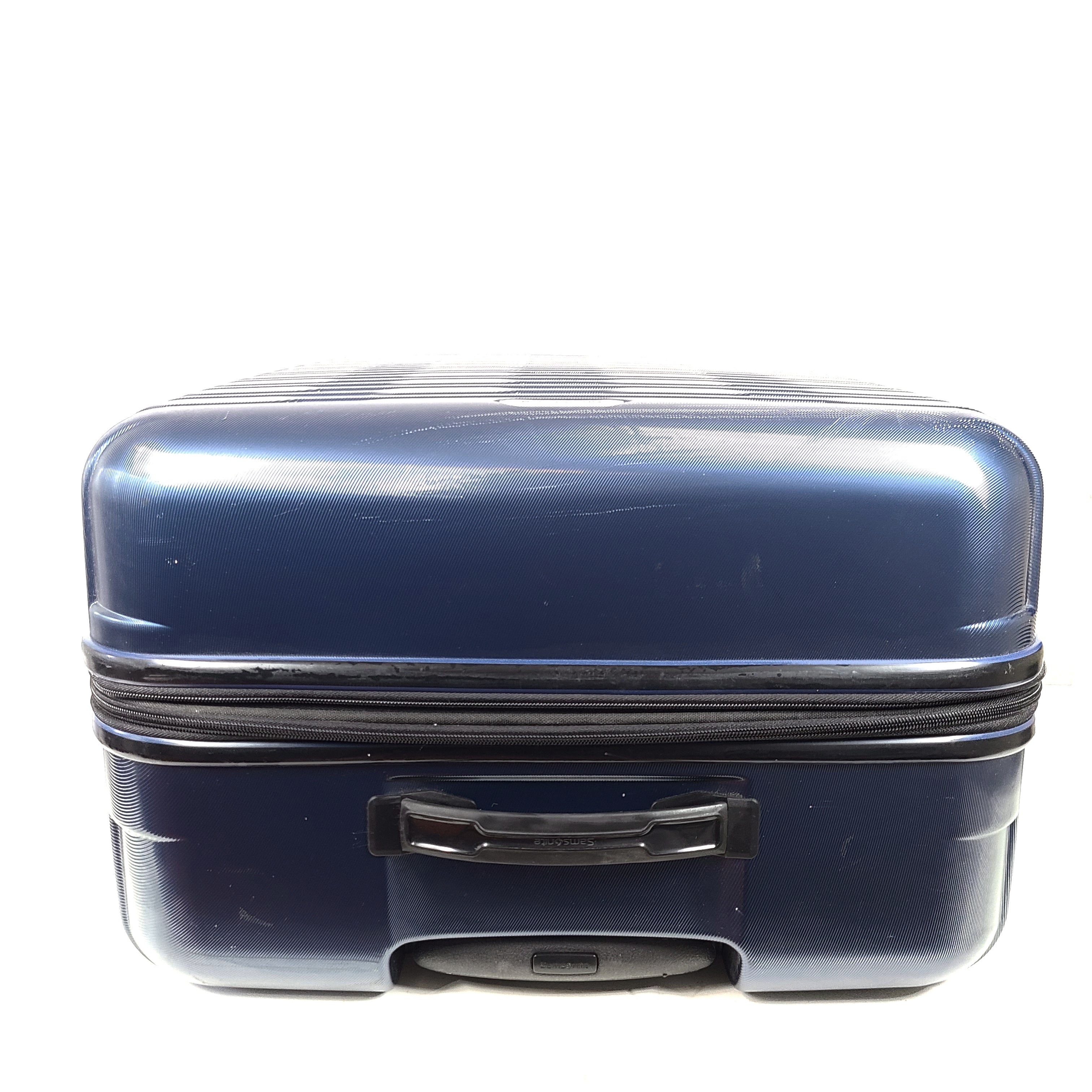 A stylish blue Samsonite spinner luggage