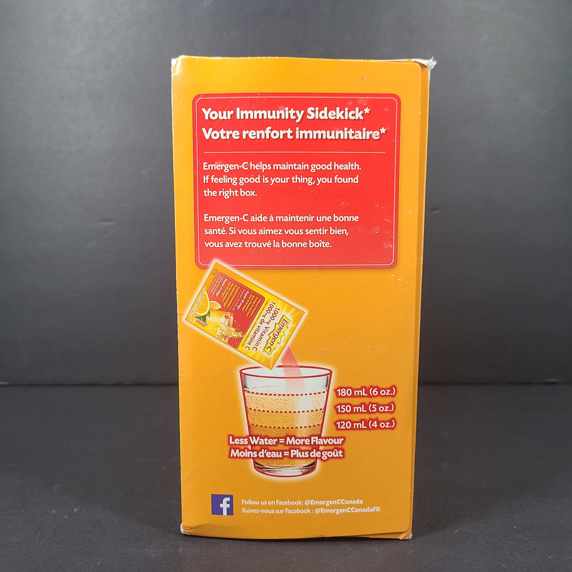 A box of Emergen-C super orange vitamin C sachets