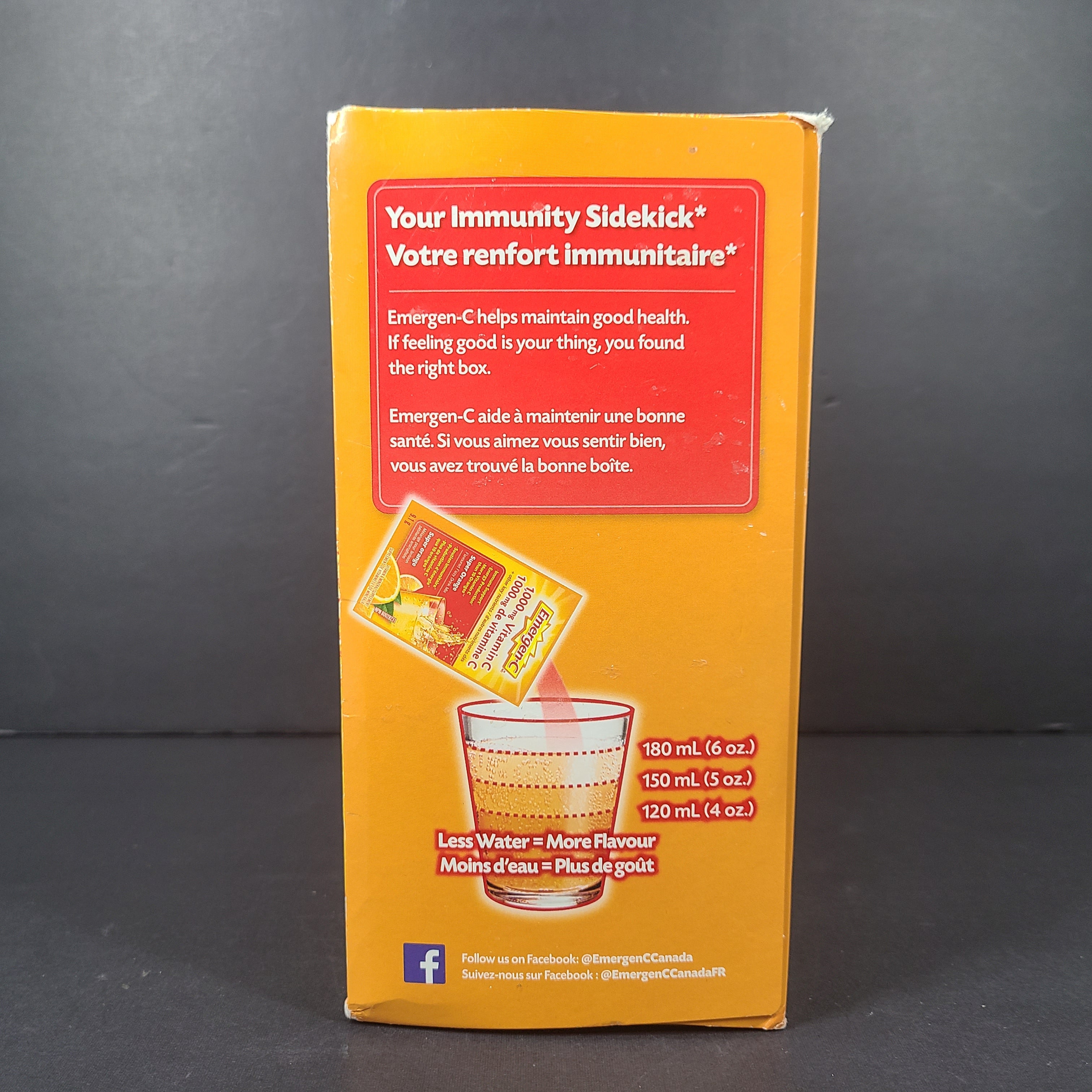 A box of Emergen-C super orange vitamin C sachets