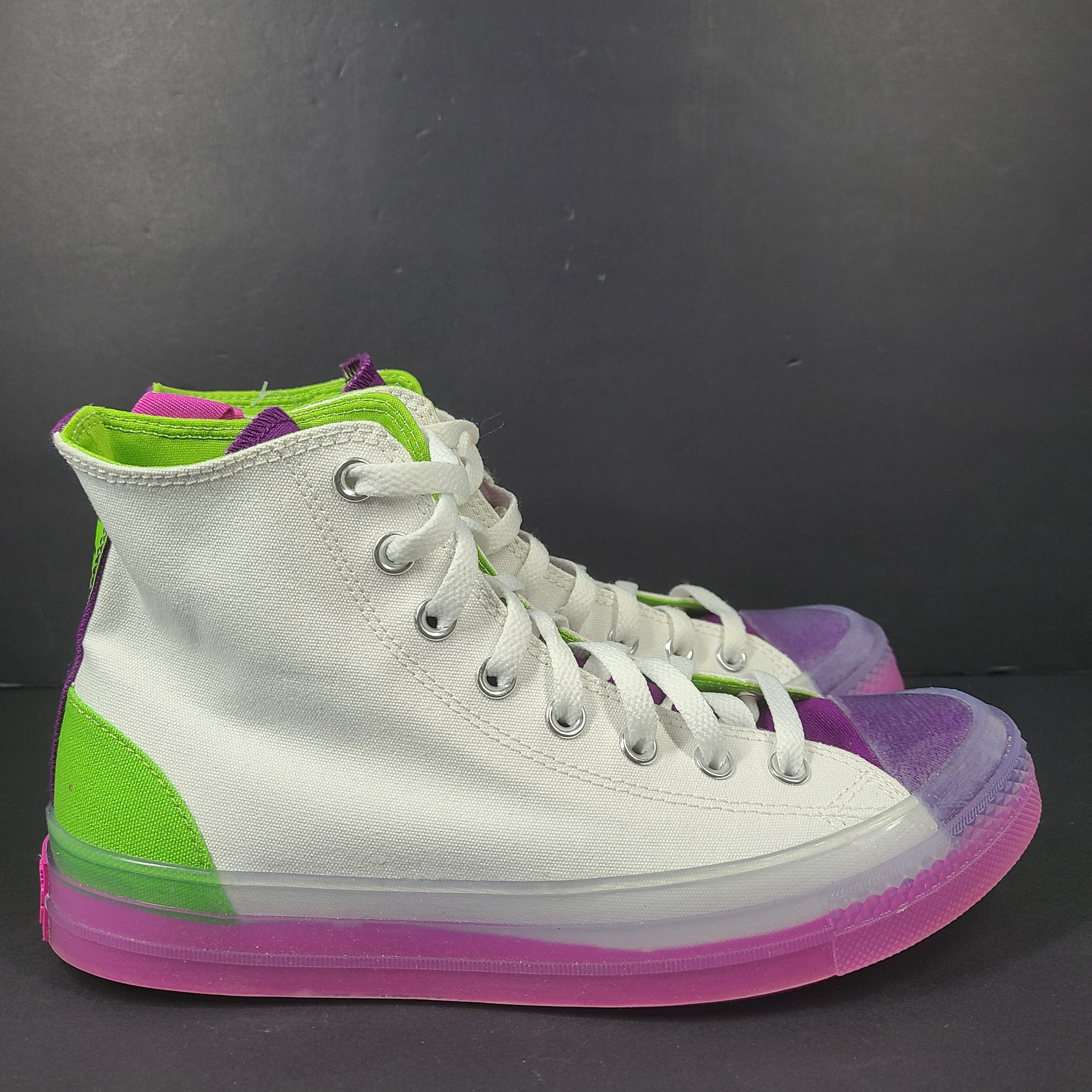 Classic Converse Chuck Taylor All Star high top sneakers in vibrant multicolor design.
