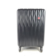A sleek black SwissGear hardside spinner luggage SA8018.