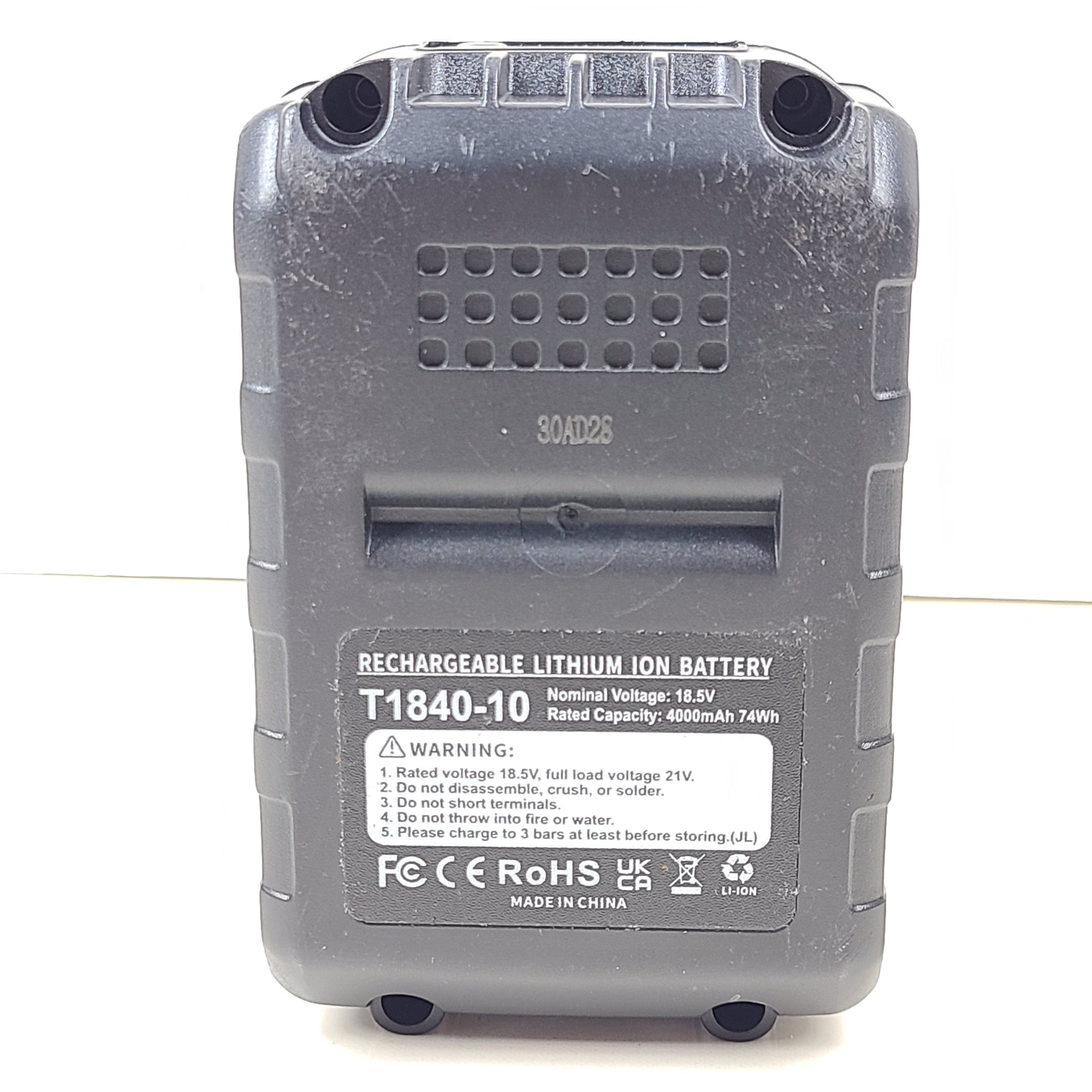 A high-capacity rechargeable lithium-ion battery with 21 volts and 4000mAh capacity