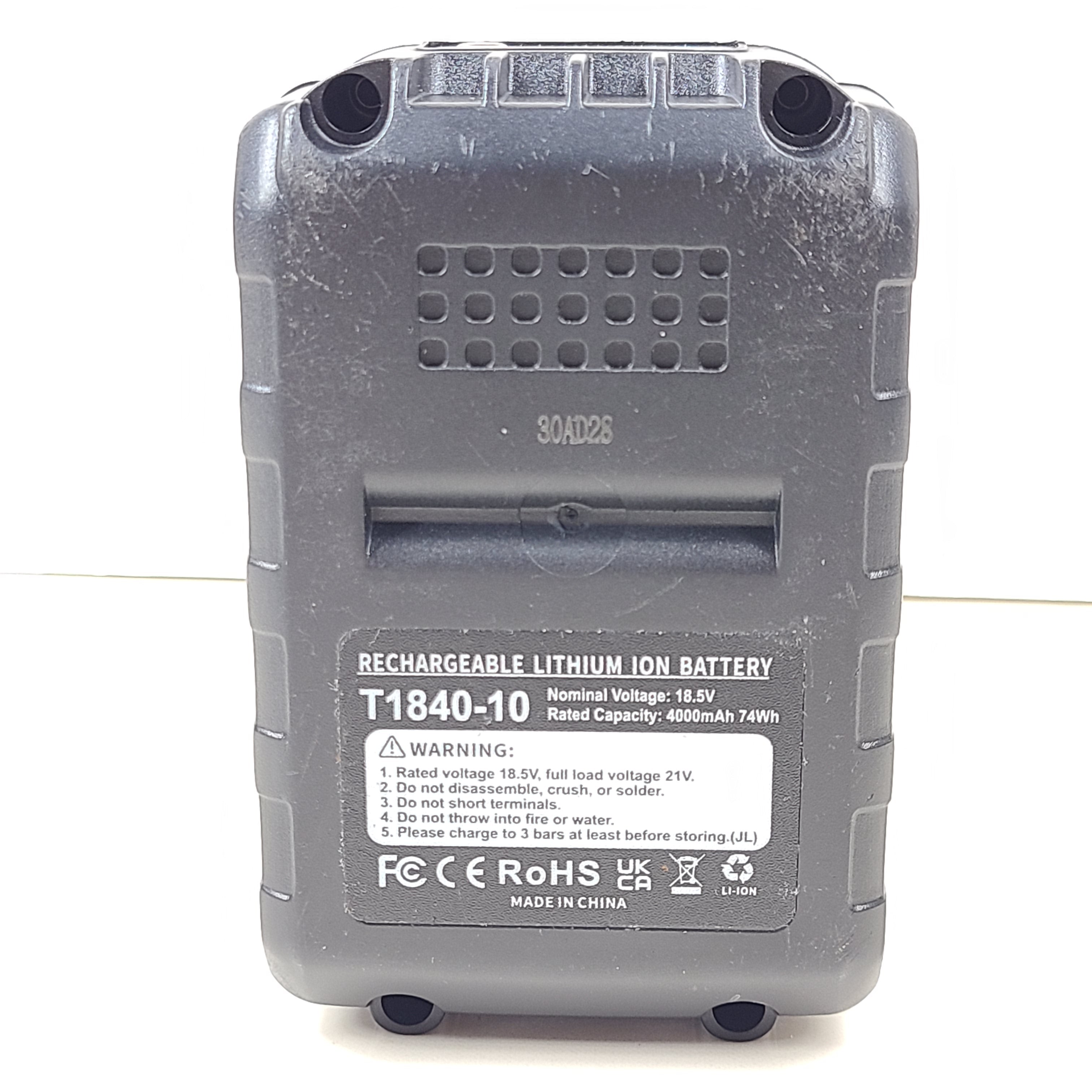 A high-capacity rechargeable lithium-ion battery with 21 volts and 4000mAh capacity