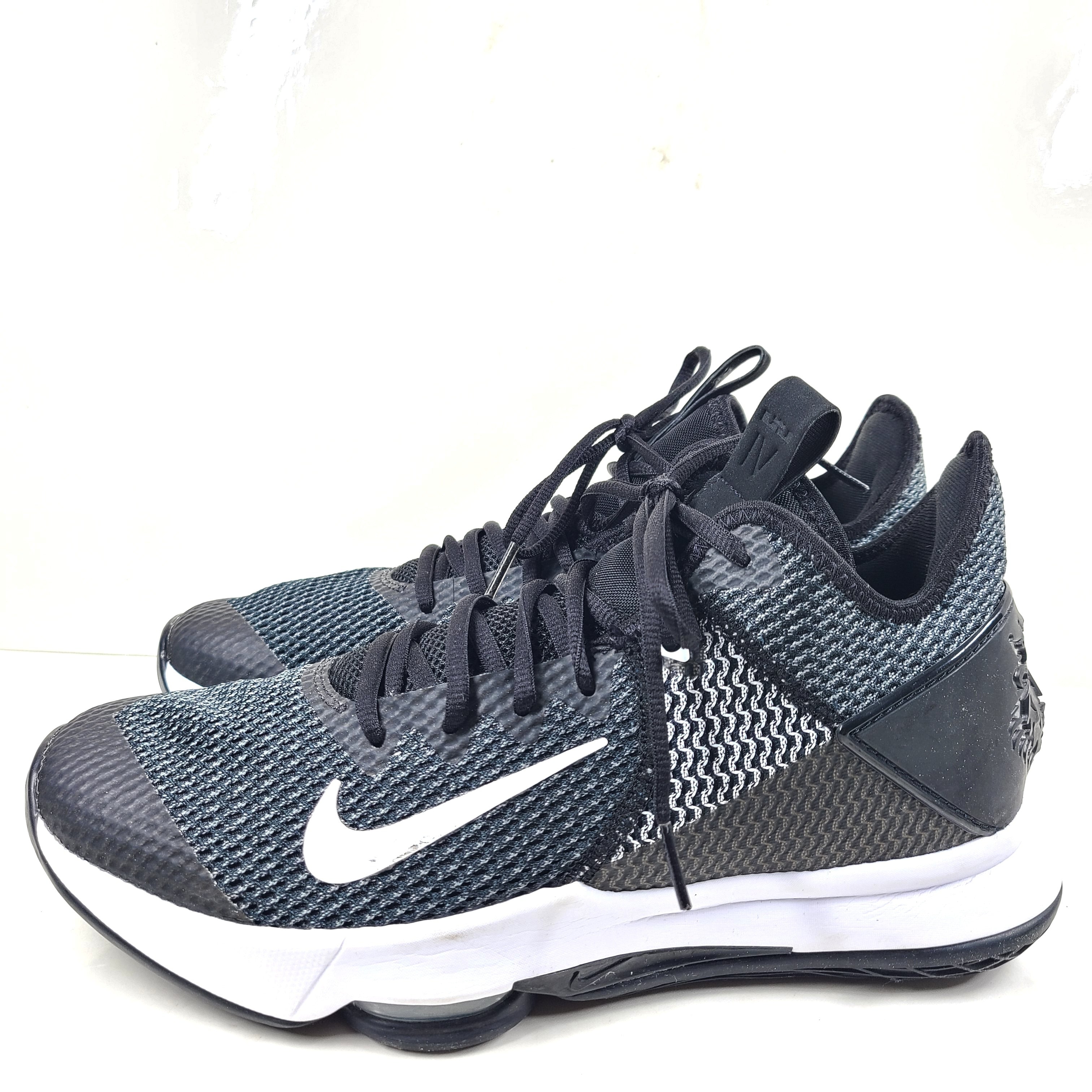 A pair of Nike LeBron 17 Basketball Shoes in Black and White color combination.
