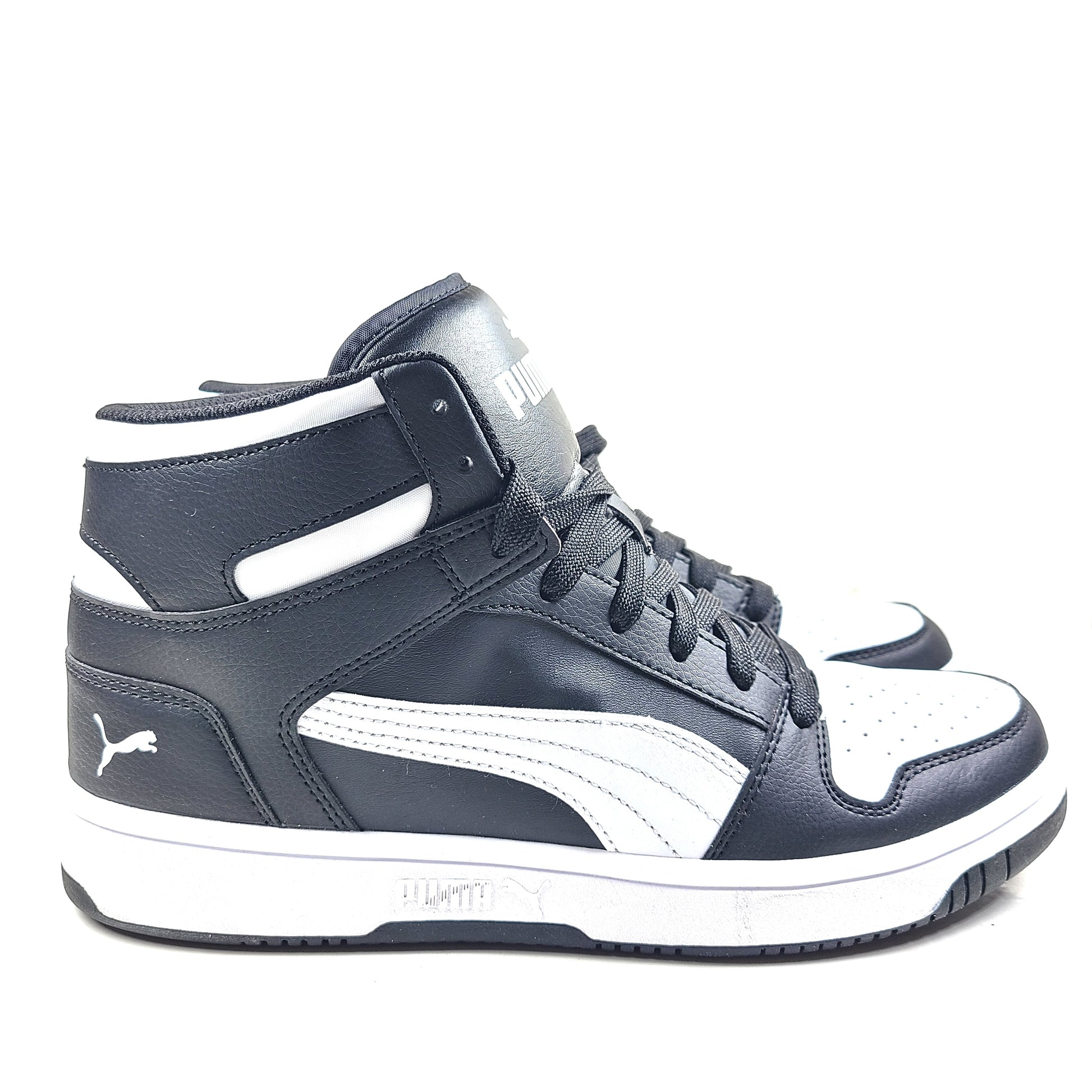 Stylish black and white men's high-top sneakers