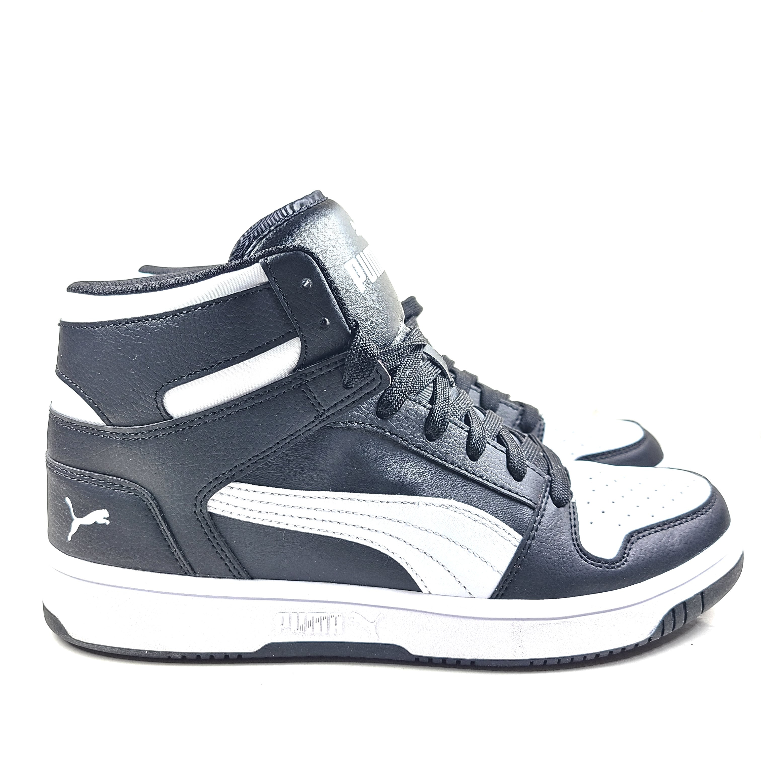Stylish black and white men's high-top sneakers
