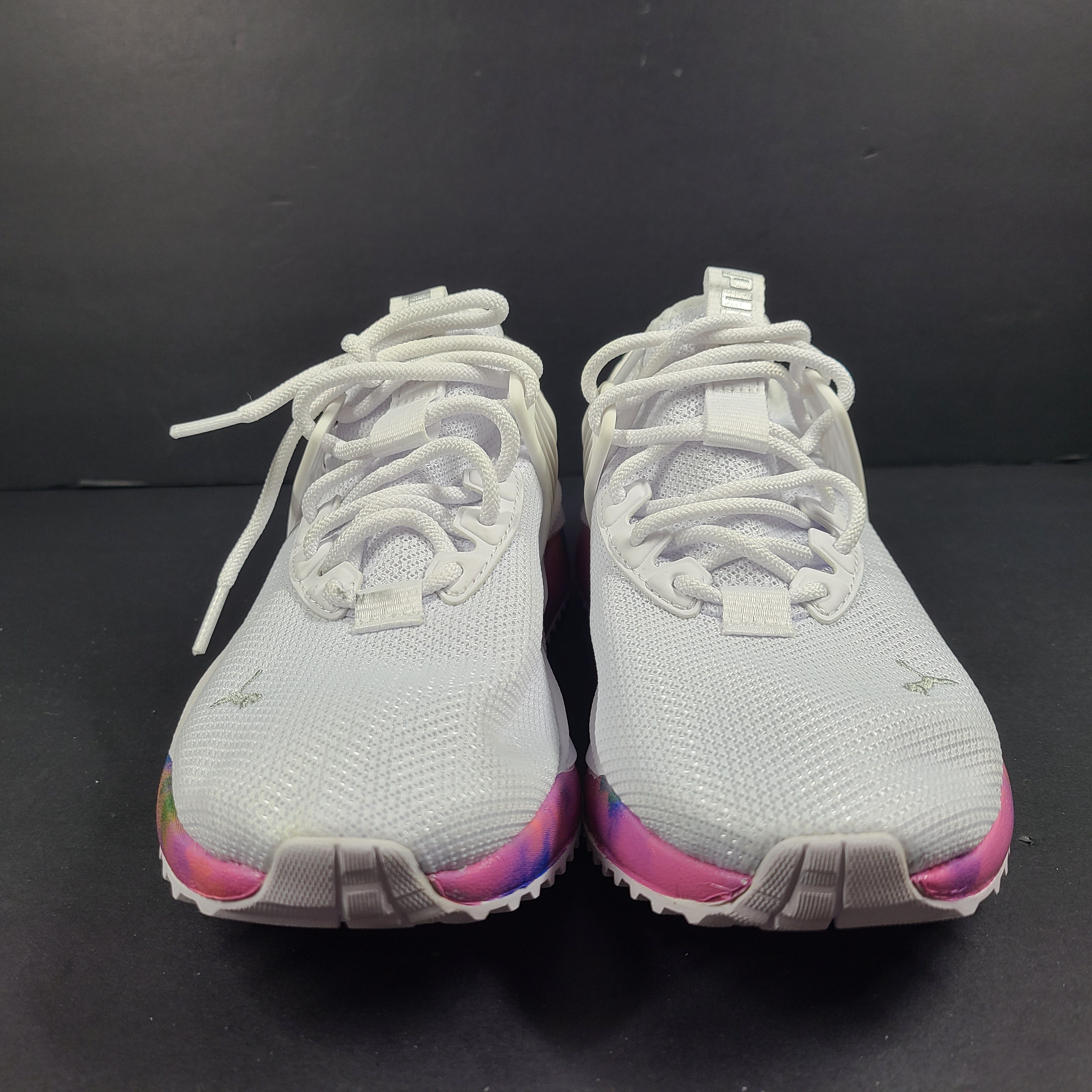 A pair of Puma Women's SoftFoam Sneakers in White and Multicolor
