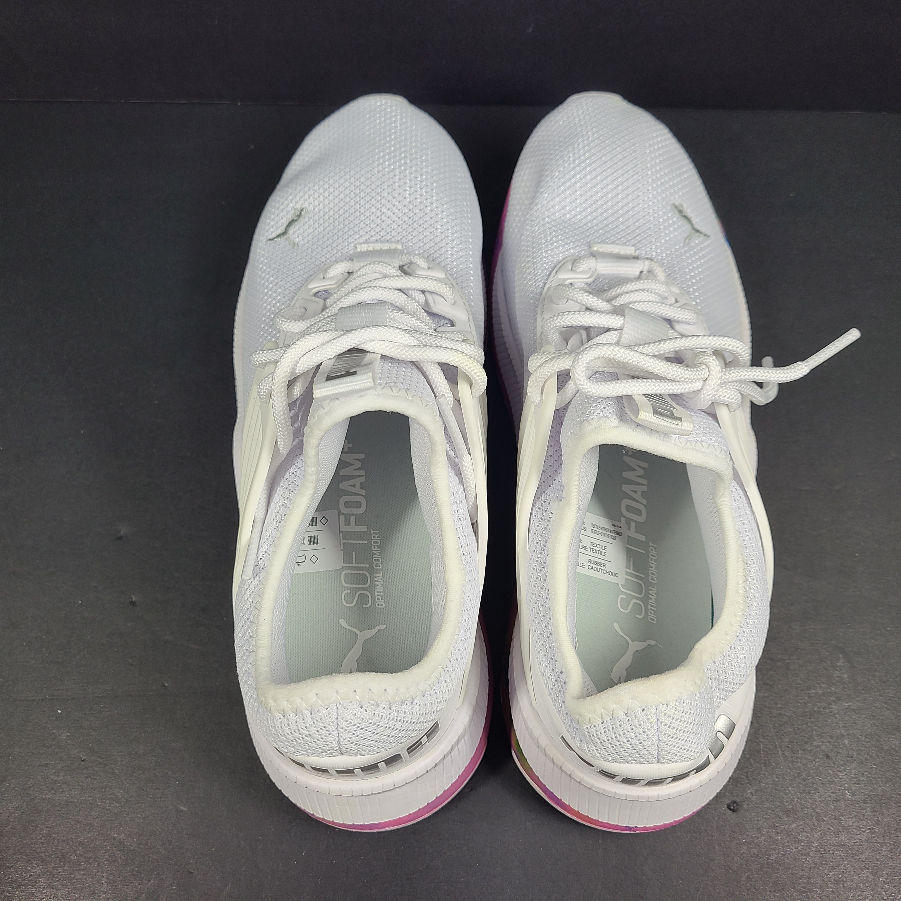 A pair of Puma Women's SoftFoam Sneakers in White and Multicolor