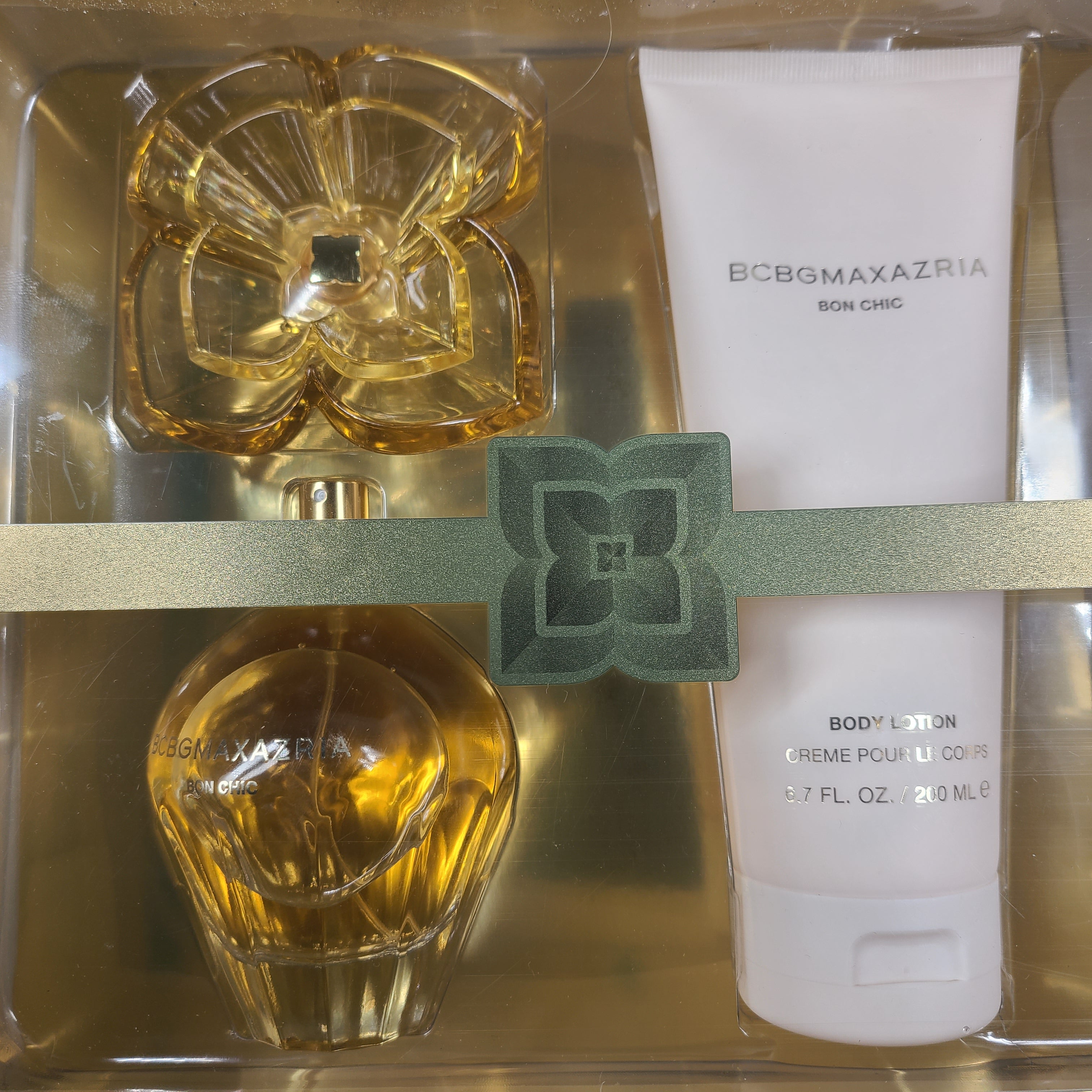 A luxurious BCBGMAXAZRIA perfume and body lotion gift set