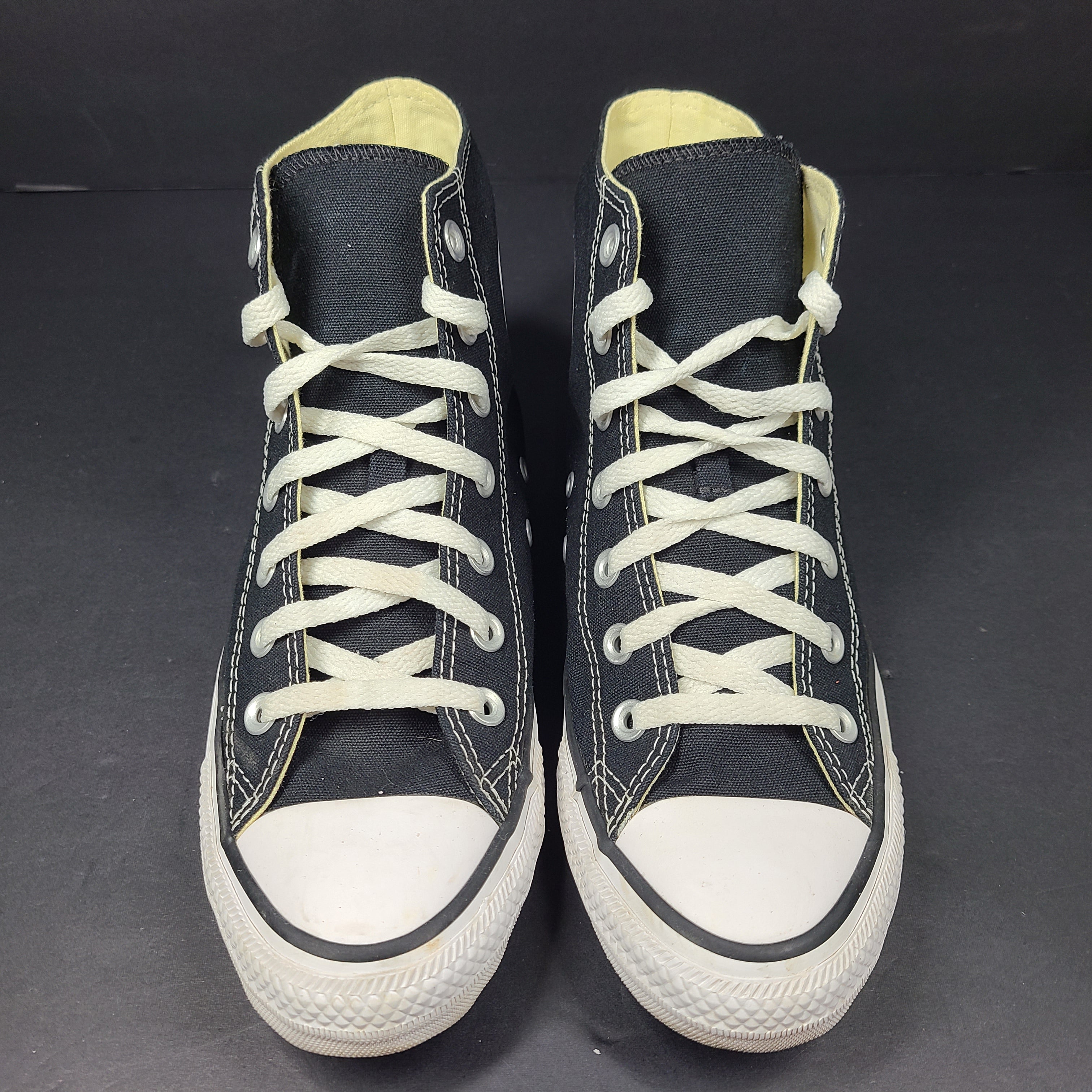 A pair of black Converse All Star High Top Sneakers for women in US Size 5.5