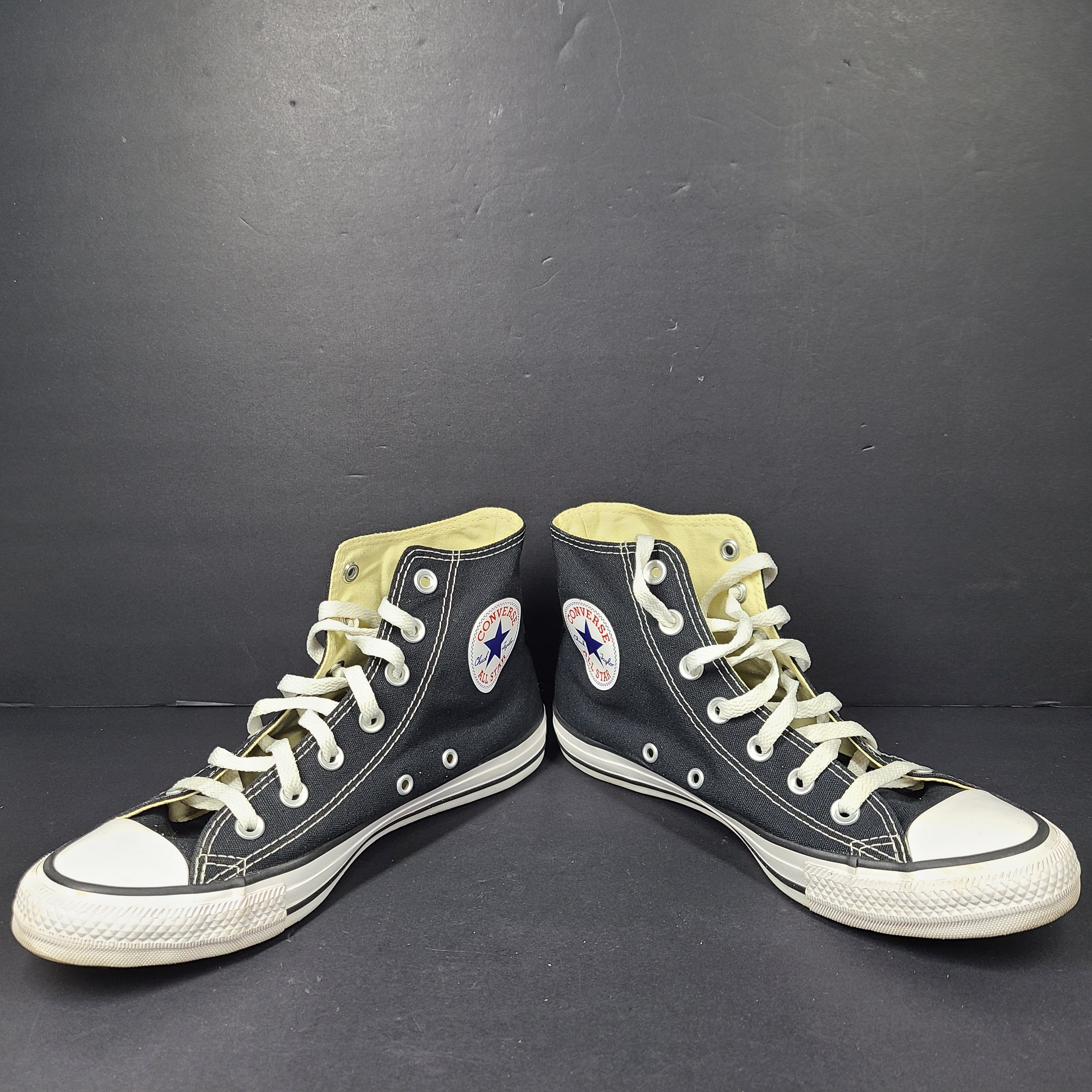 A pair of black Converse All Star High Top Sneakers for women in US Size 5.5
