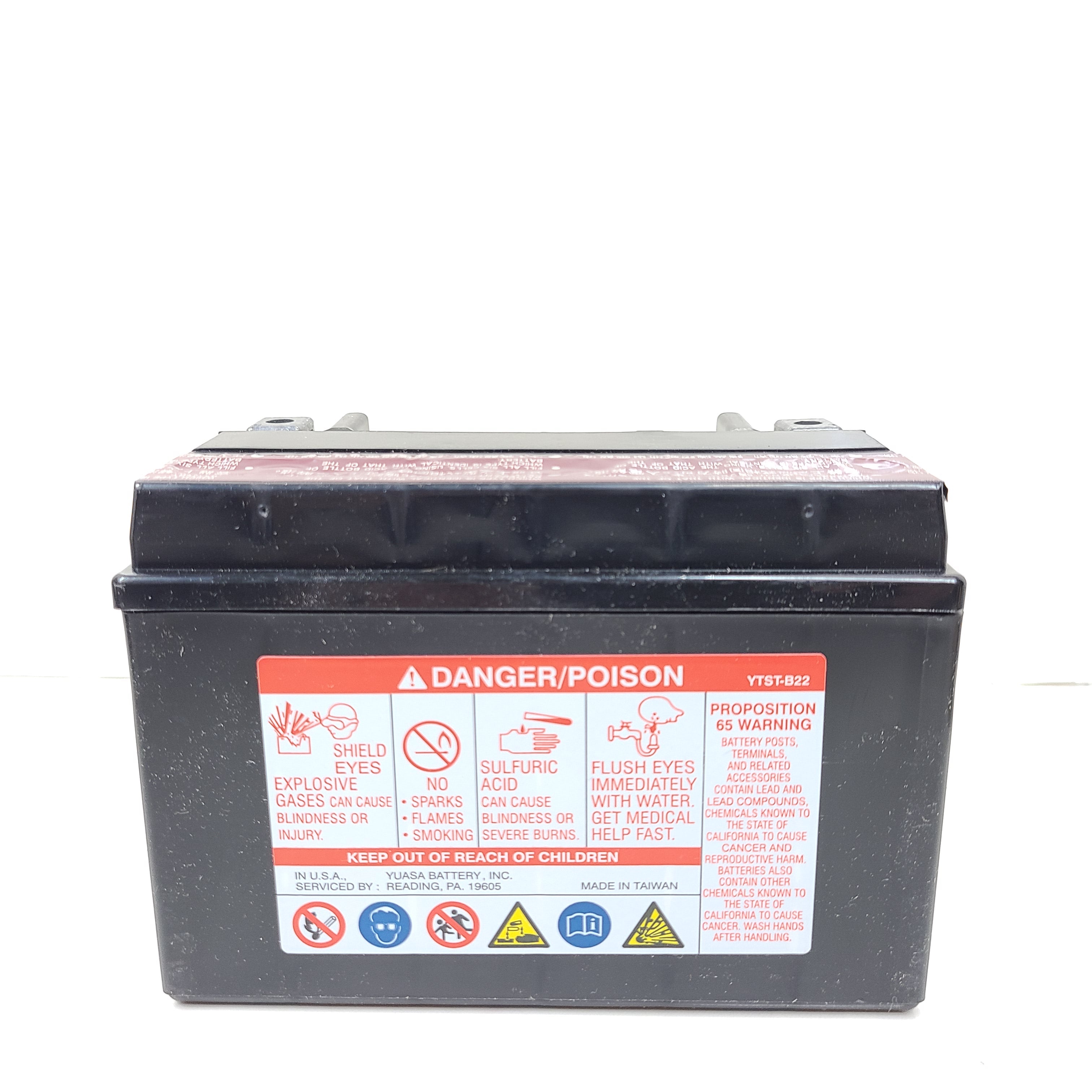 A reliable and maintenance-free 12-volt motorcycle battery from Yuasa.
