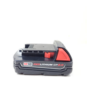 A compact Milwaukee M12 REDLITHIUM CP 2.0 Battery Pack 2.0Ah