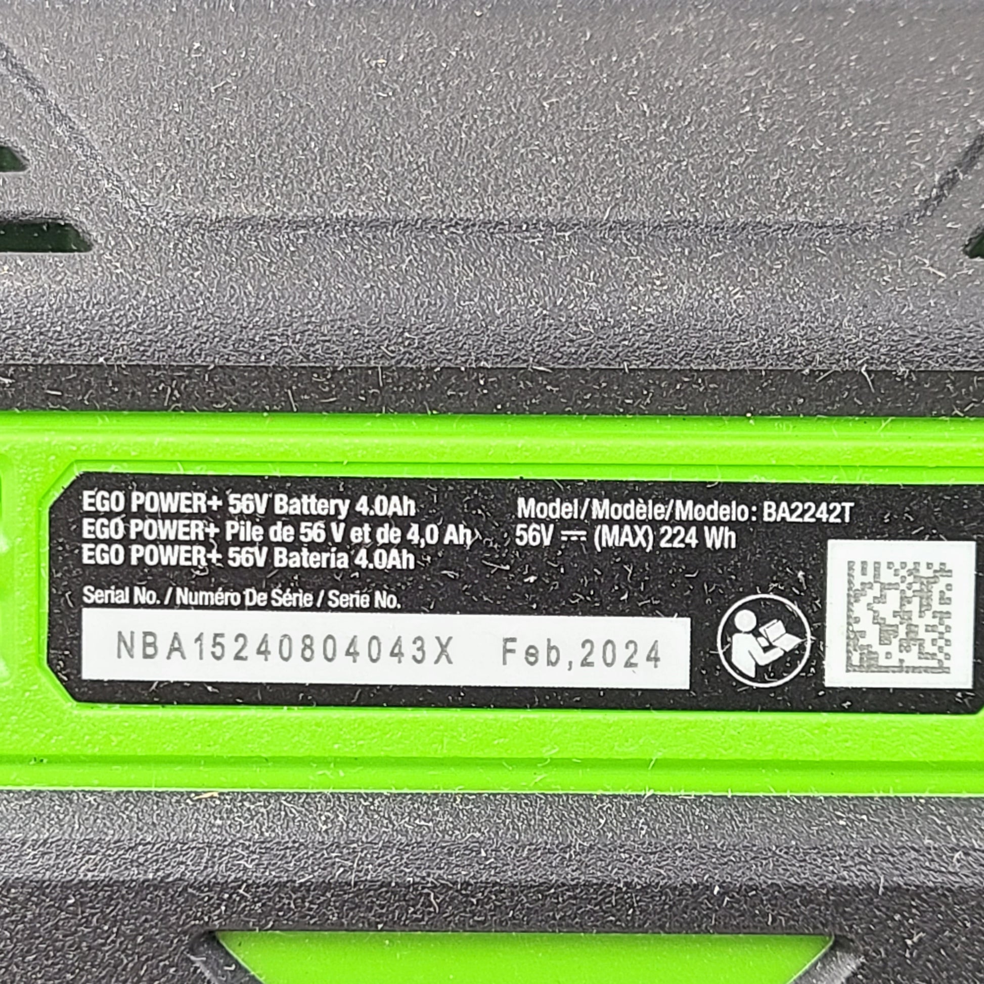 A powerful and reliable EGO Power+ 56V Cordless Battery 4.0Ah BA2242T
