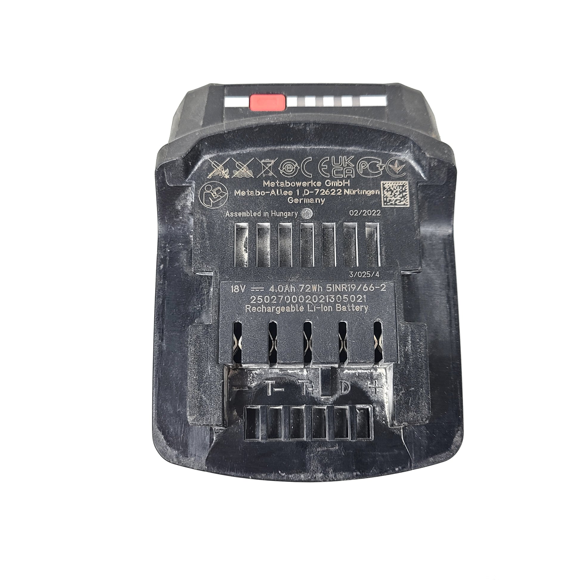 An efficient and powerful Metabo CAS 18V 4.0Ah Li-Power Battery Pack.