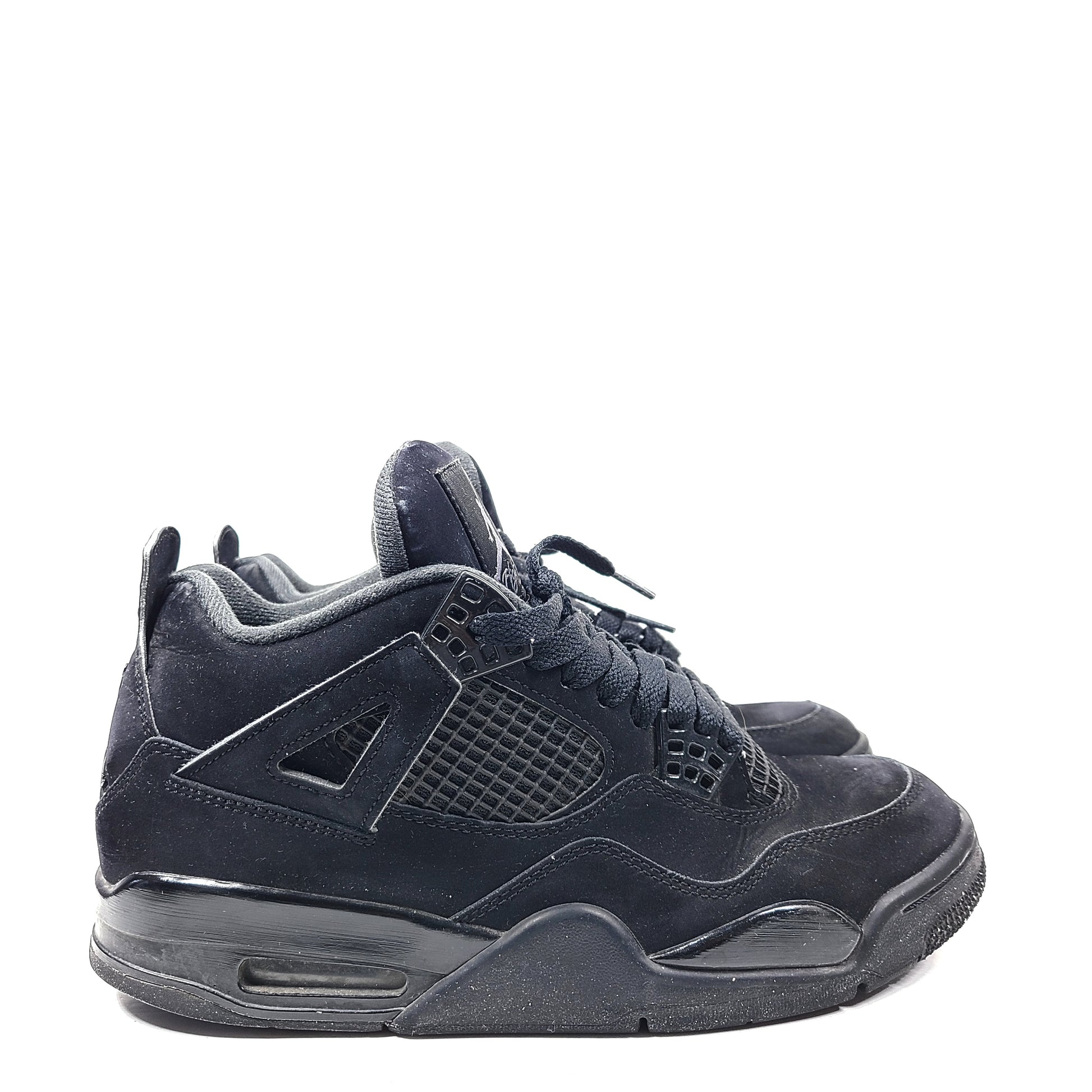 A pair of Nike Air Jordan 4 IV Retro Black Cat CU1110-010 Men's Shoes in black color