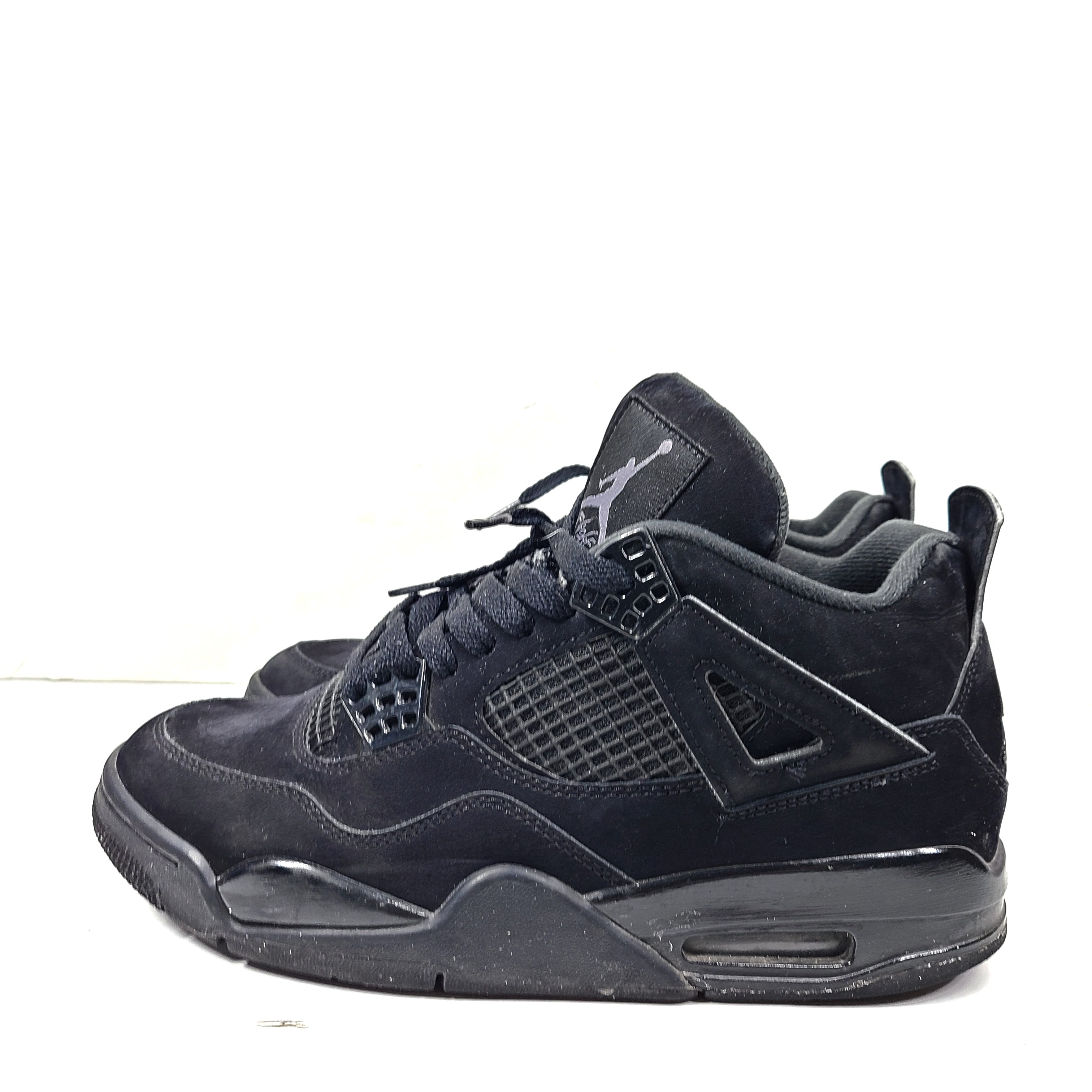 A pair of Nike Air Jordan 4 IV Retro Black Cat CU1110-010 Men's Shoes in black color