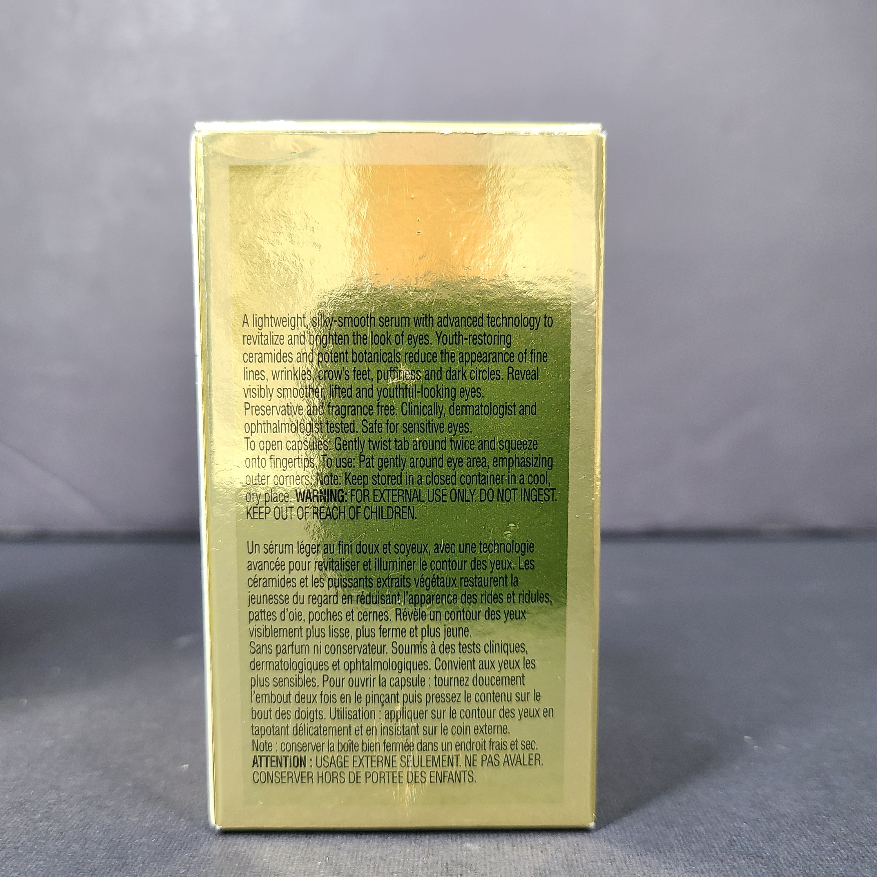 Advanced Ceramide Capsules Daily Youth Restoring Eye Serum for women.