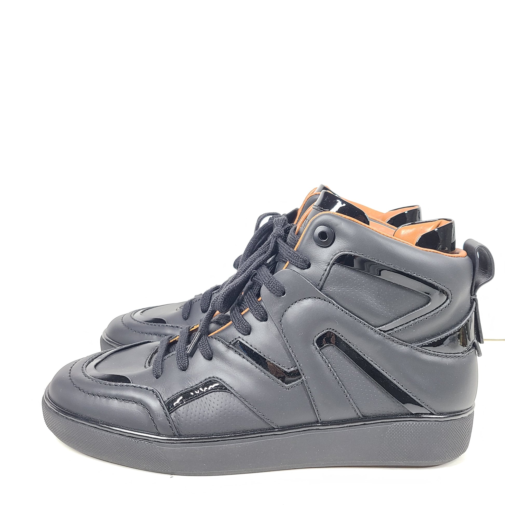 Ermenegildo Zegna A5212X black and orange sneakers in US size 11 with branded tongue and sole.