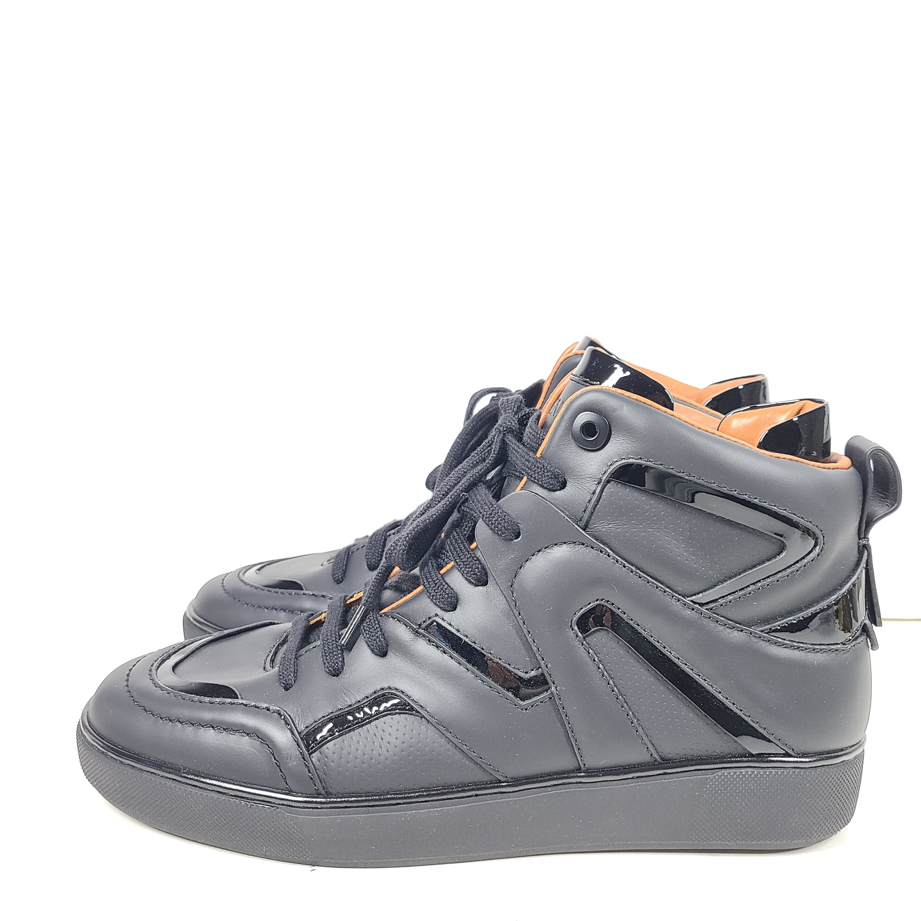 Ermenegildo Zegna A5212X black and orange sneakers in US size 11 with branded tongue and sole.