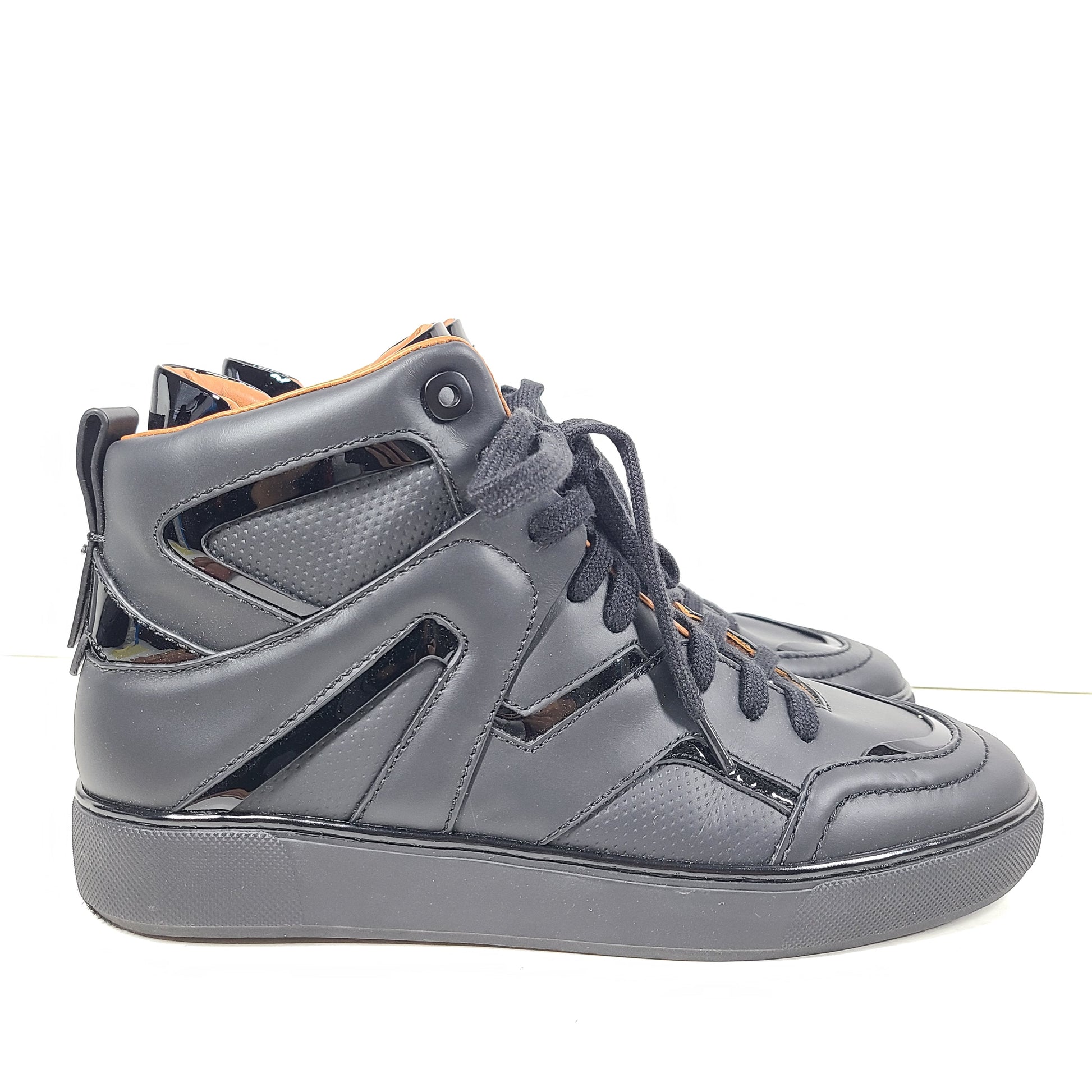 Ermenegildo Zegna A5212X black and orange sneakers in US size 11 with branded tongue and sole.