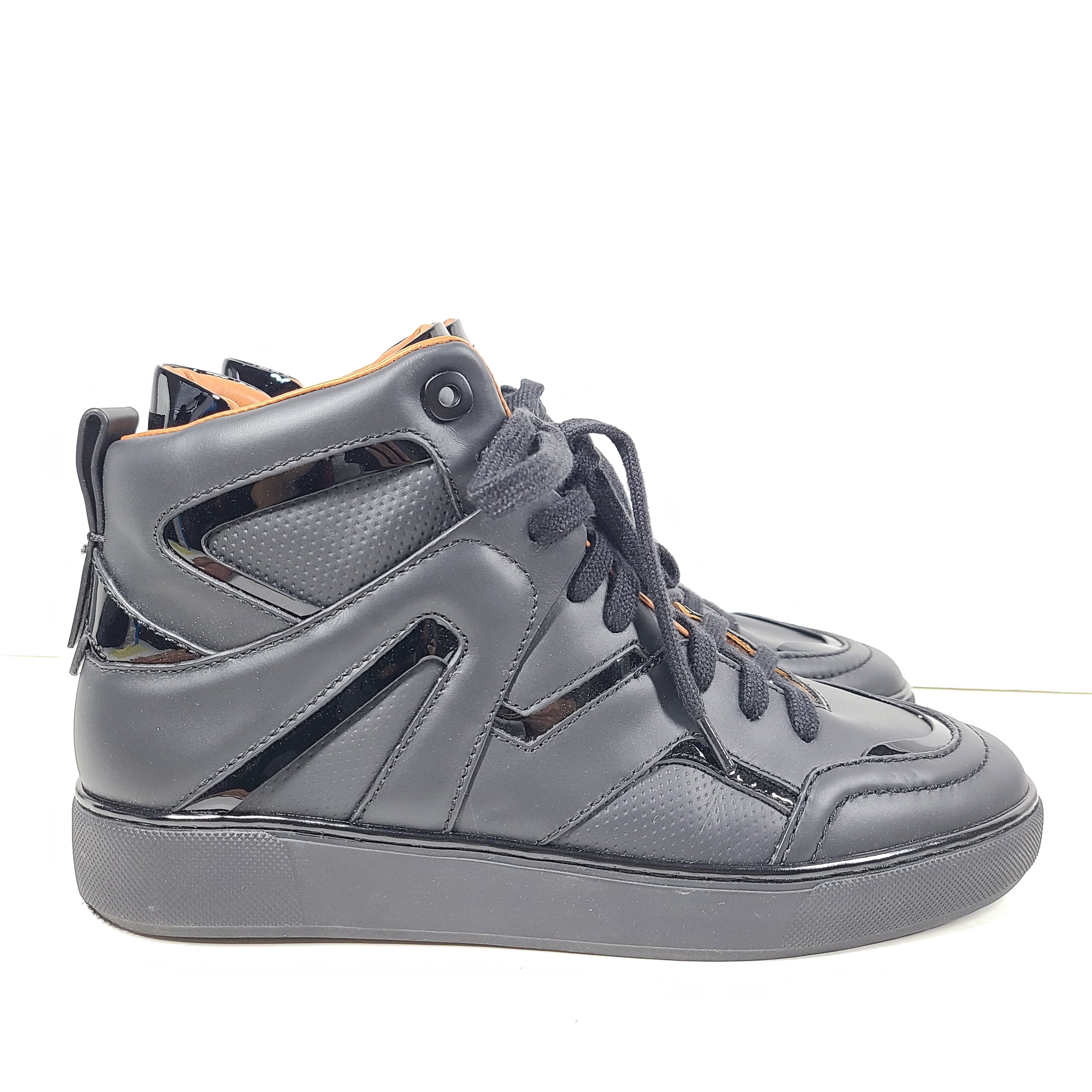 Ermenegildo Zegna A5212X black and orange sneakers in US size 11 with branded tongue and sole.