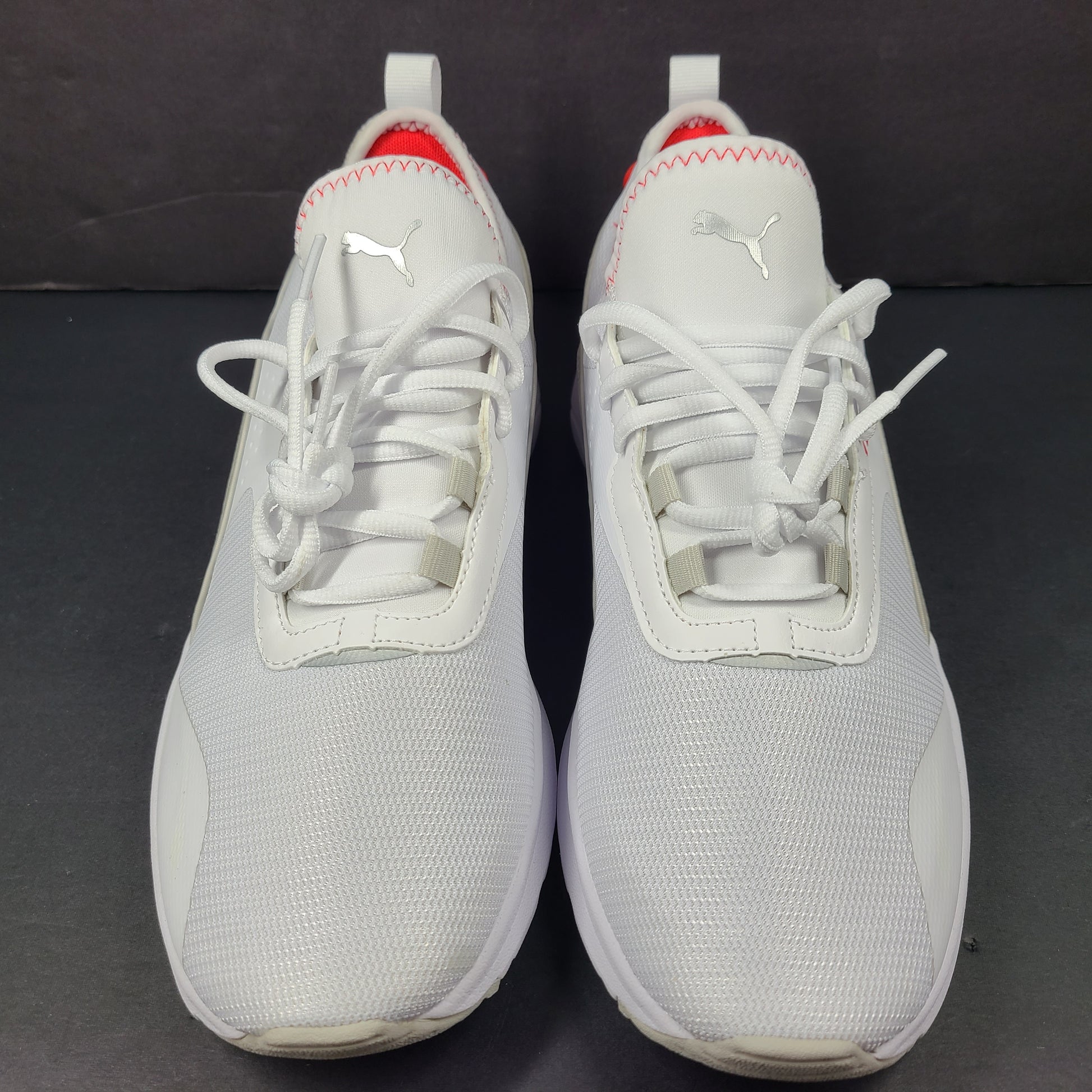 Red and white Puma Ferrari sneakers with soft foam comfort