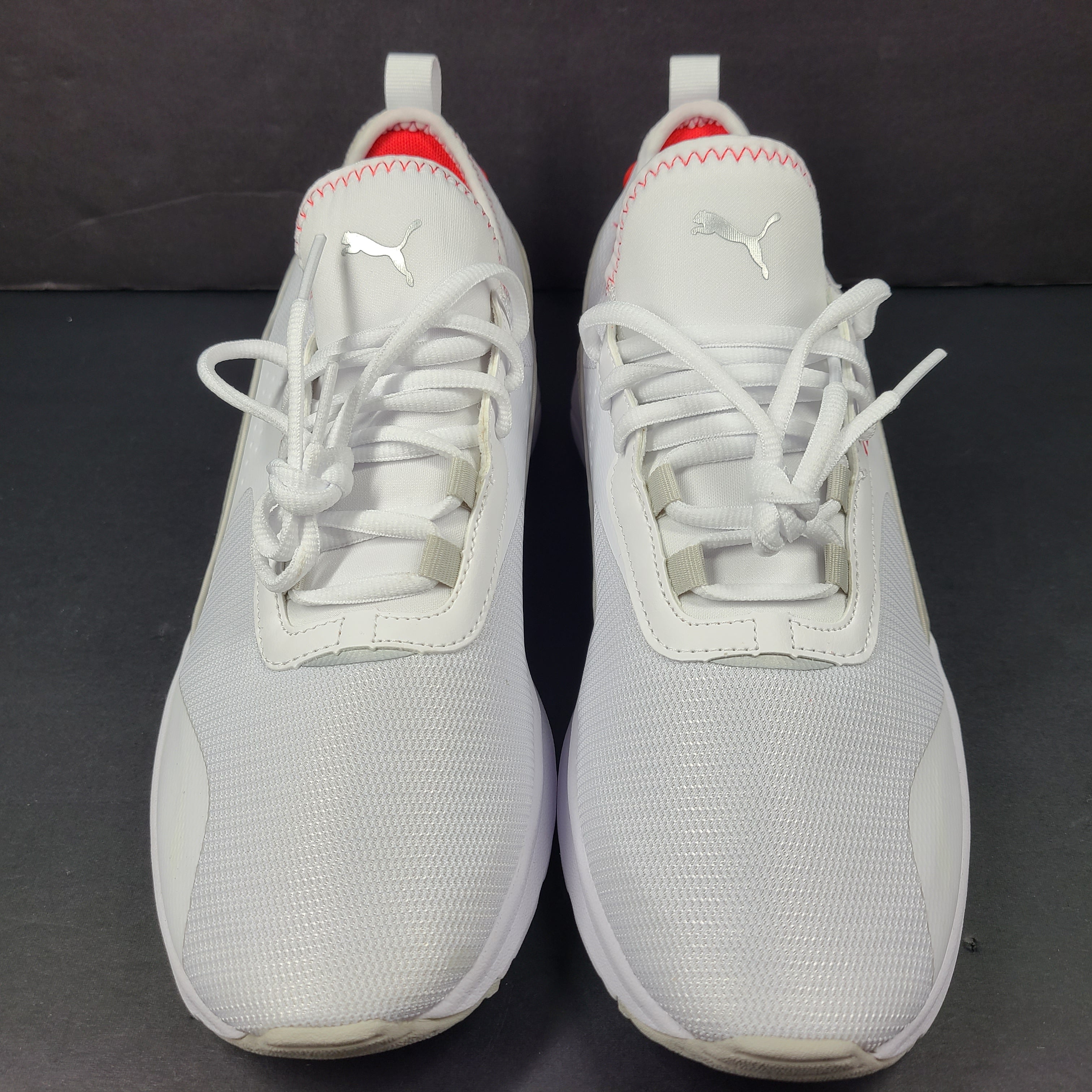 Red and white Puma Ferrari sneakers with soft foam comfort