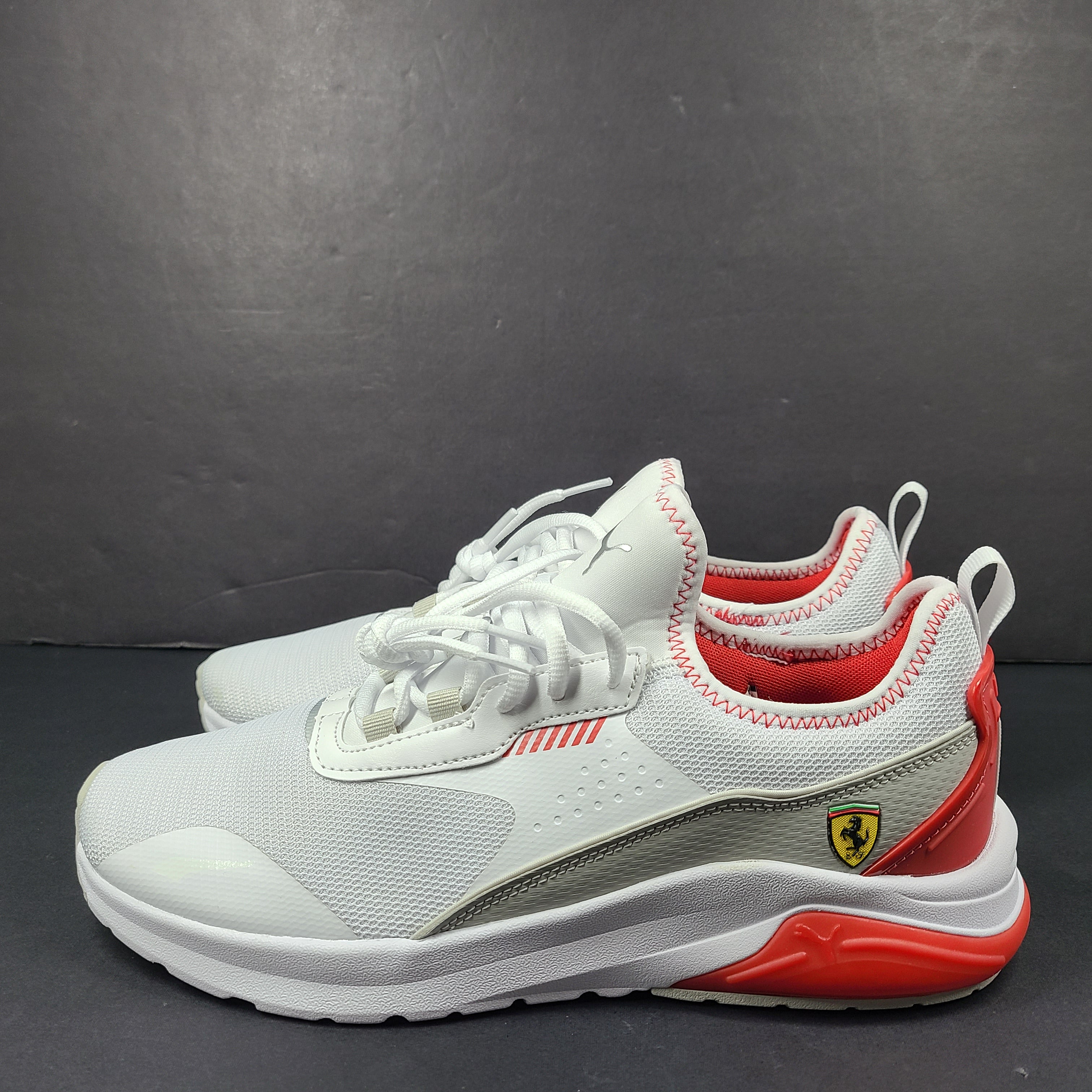 Red and white Puma Ferrari sneakers with soft foam comfort