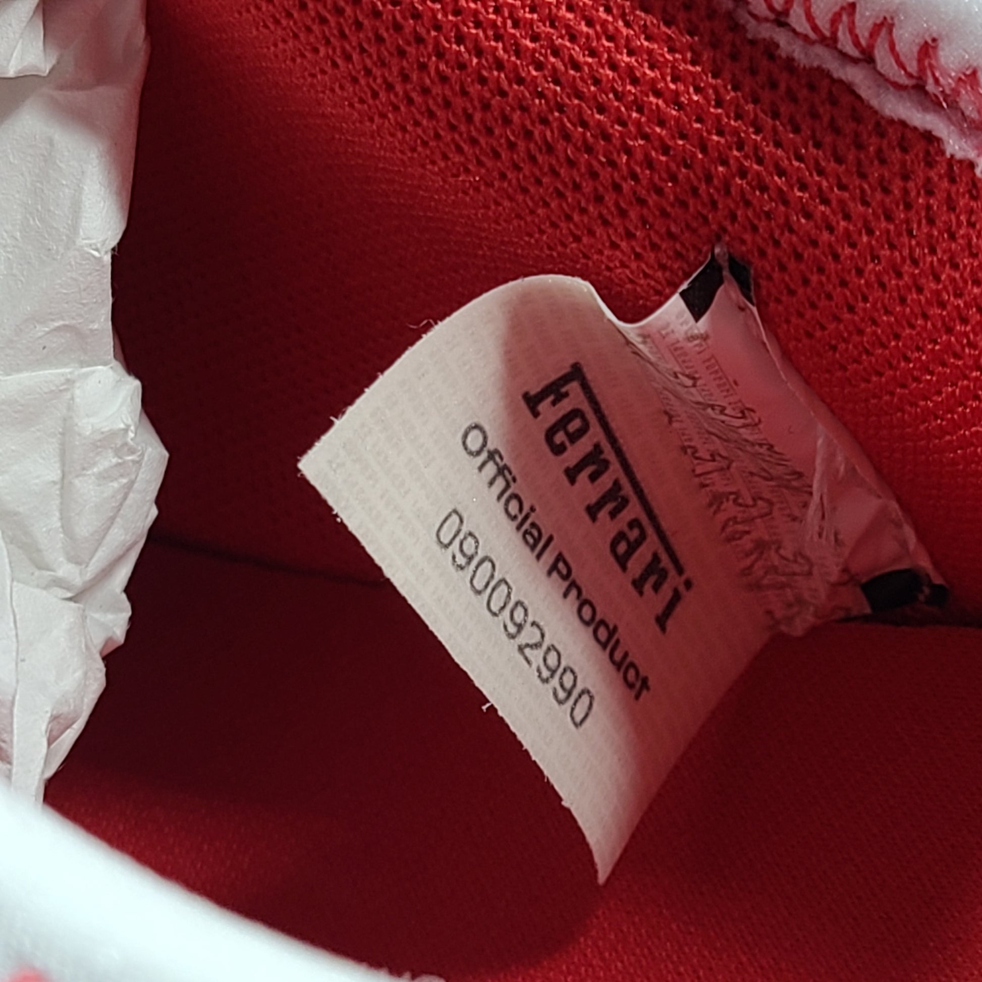 Red and white Puma Ferrari sneakers with soft foam comfort