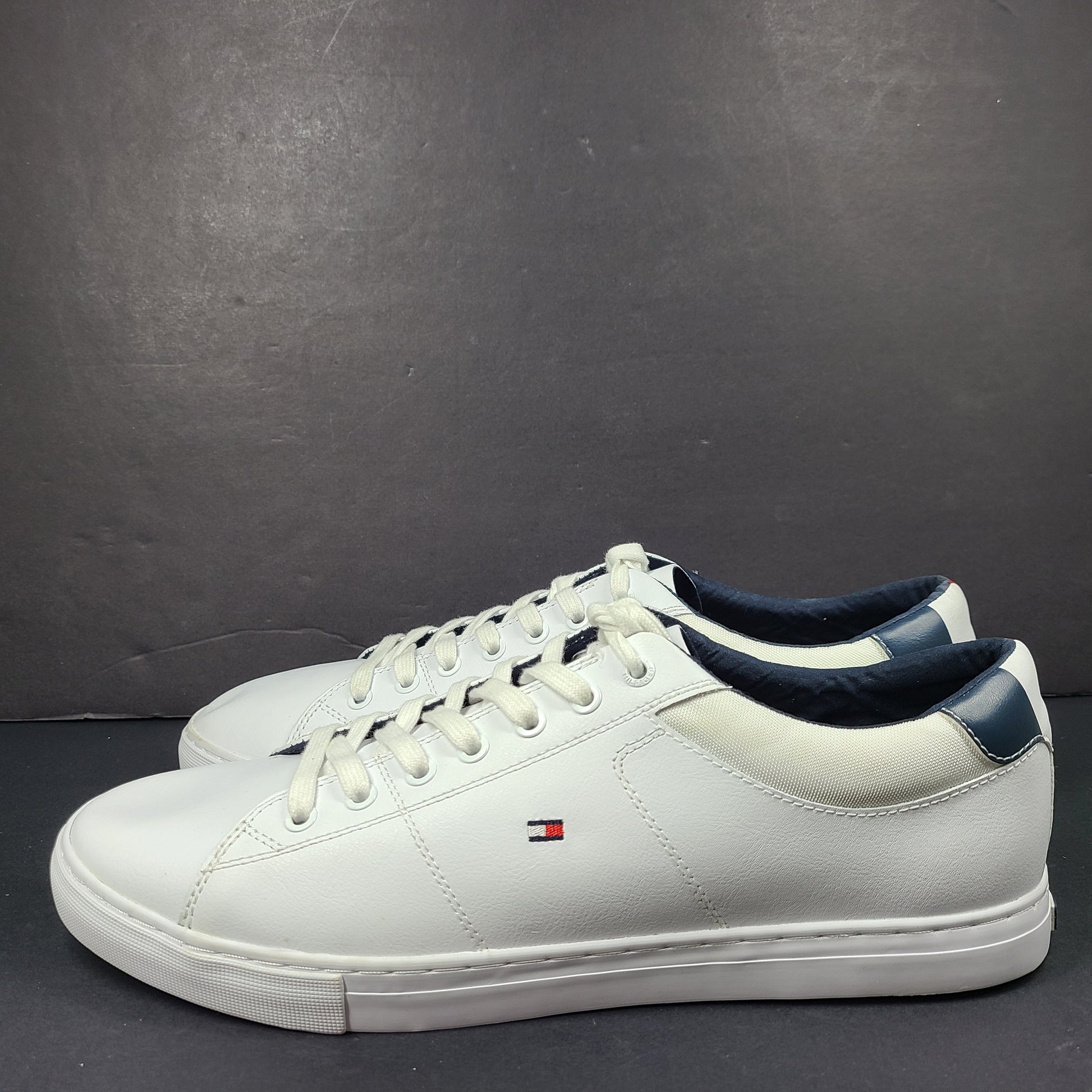 A pair of white and black Tommy Hilfiger Ville Lace-Up Men’s Sneakers.