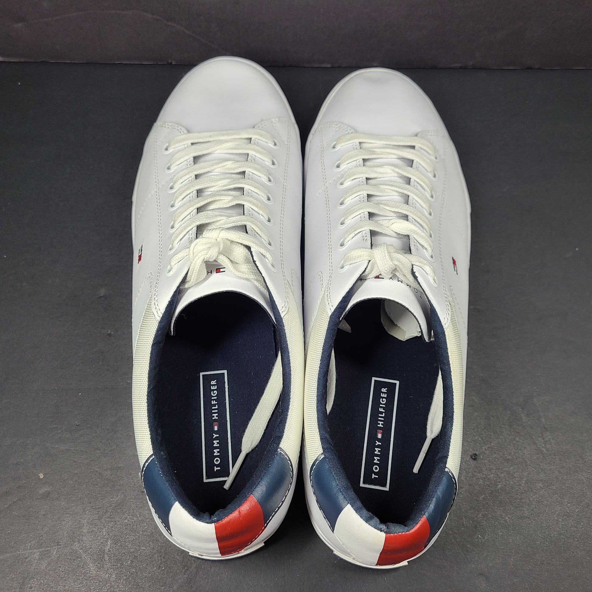 A pair of white and black Tommy Hilfiger Ville Lace-Up Men’s Sneakers.