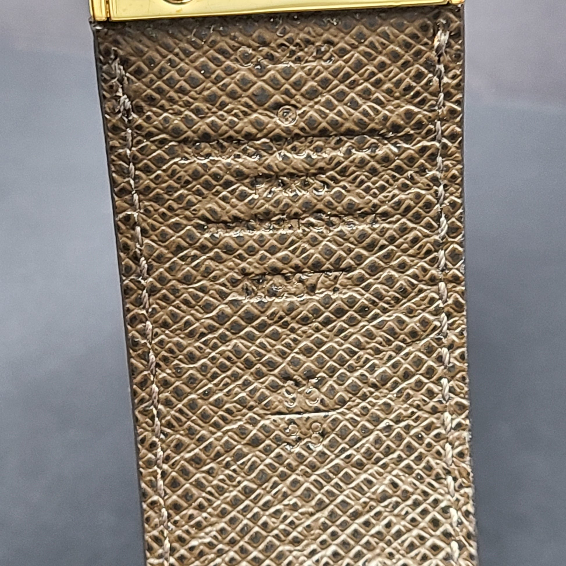 Louis Vuitton Damier canvas belt with Inventeur plaque and brown leather accents, size 95/38.