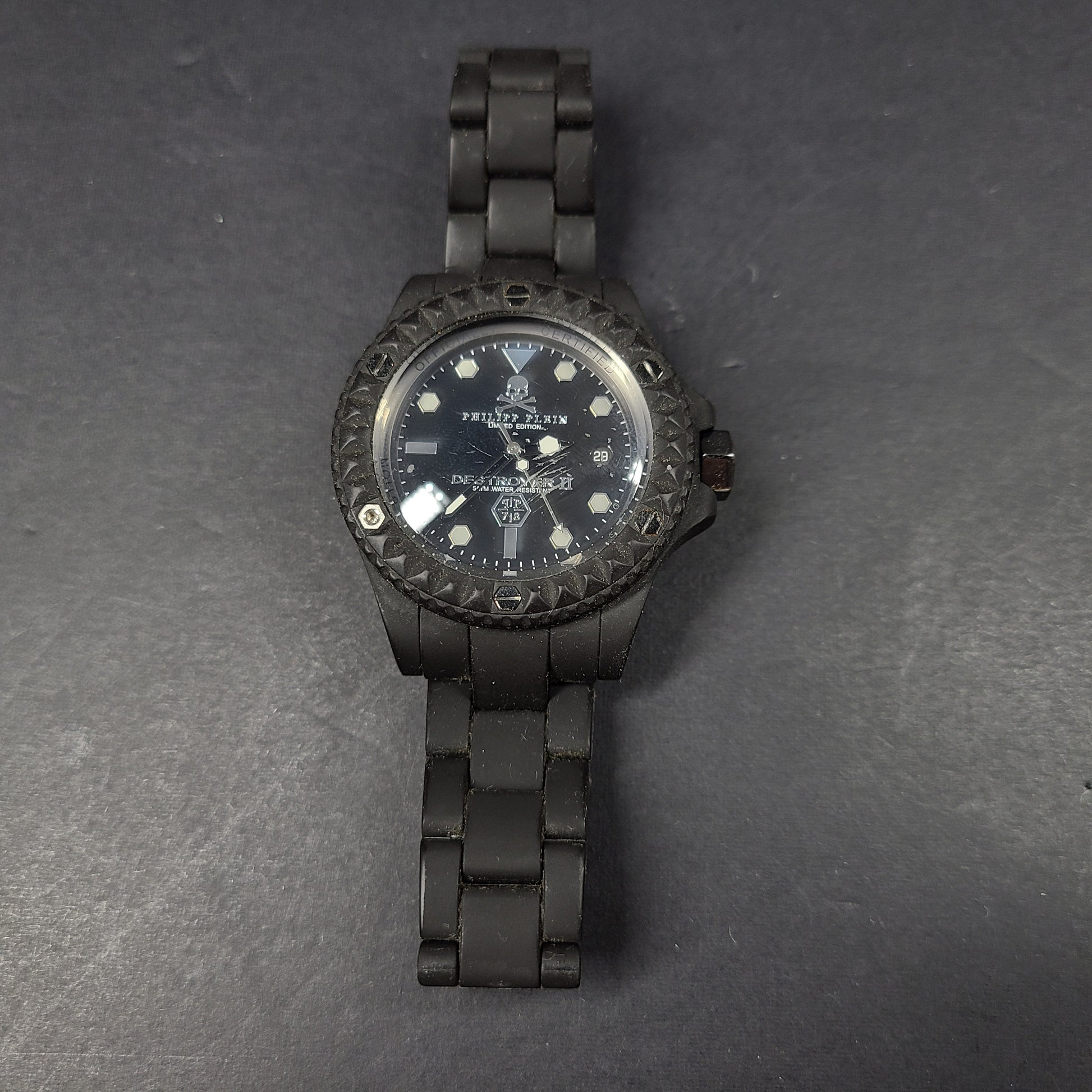 Philipp Plein Destroyer II black limited edition watch with bold, modern styling and reliable movement.