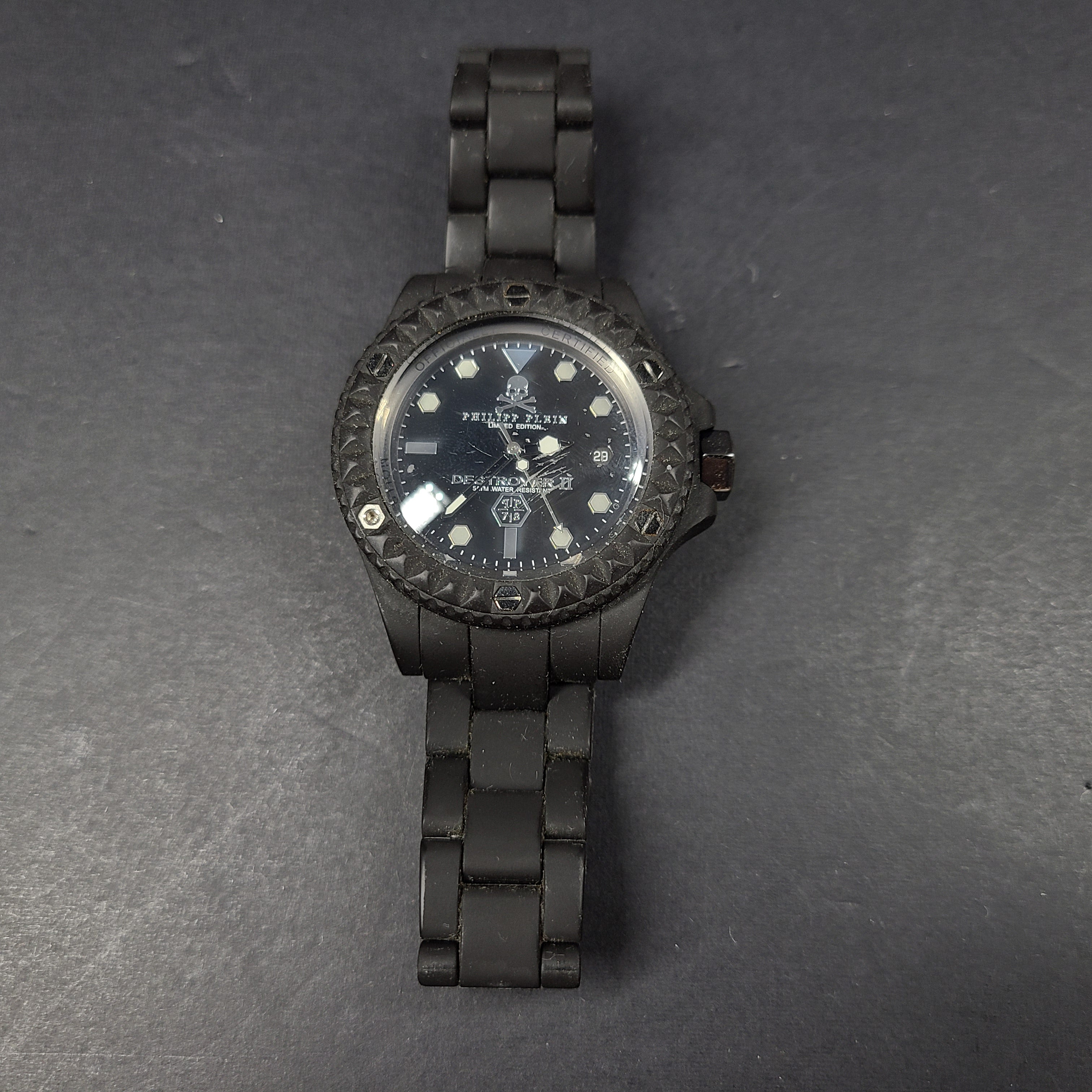 Philipp Plein Destroyer II black limited edition watch with bold, modern styling and reliable movement.